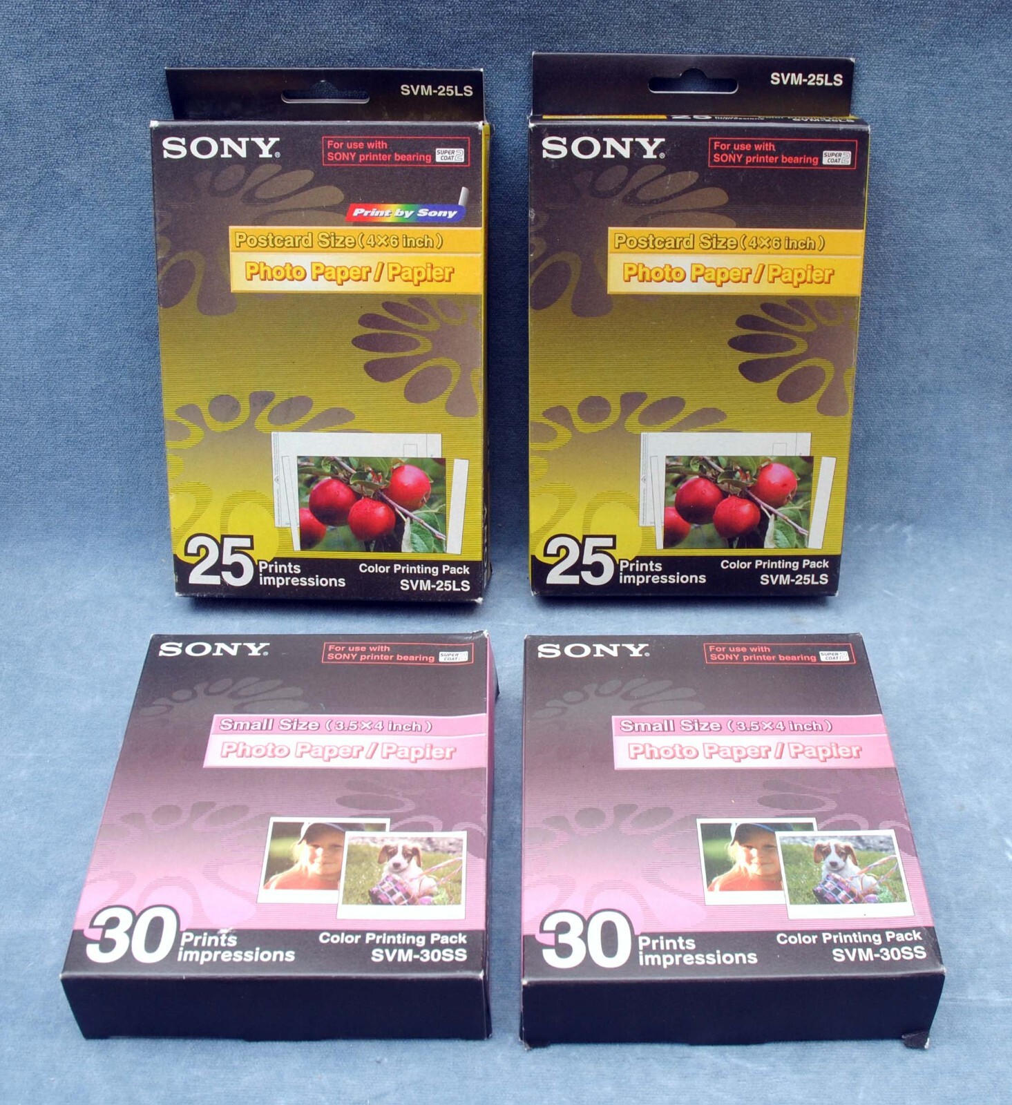 TWO SONY SVM-30SS & TWO SVM-25LS COLOR PRINTING PACKS FOR SUPER COAT 2 PRINTERS