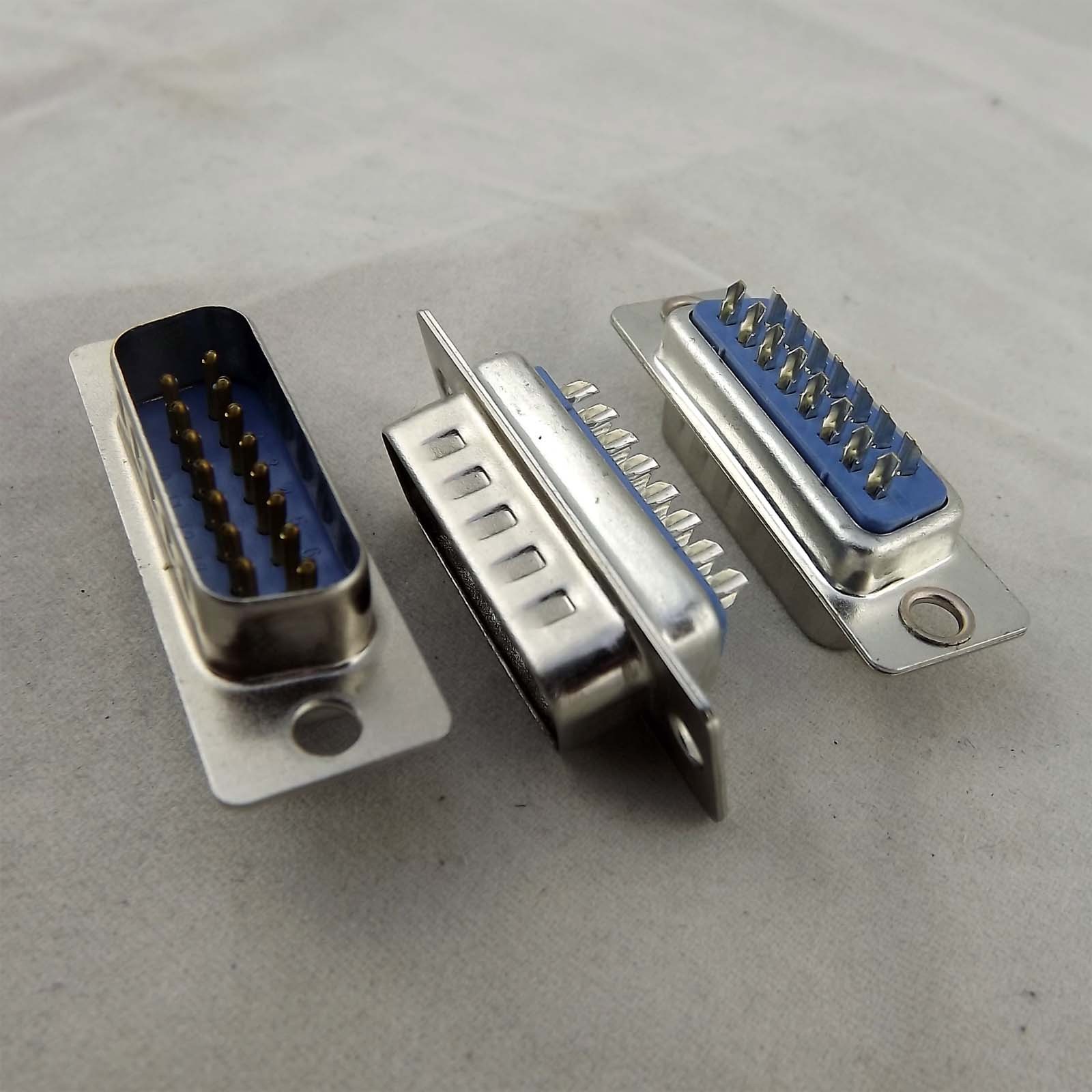 10pcs D-SUB DB15 2 Rows 15 Pin Male Plug Solder Type Adapter Connector Plastic