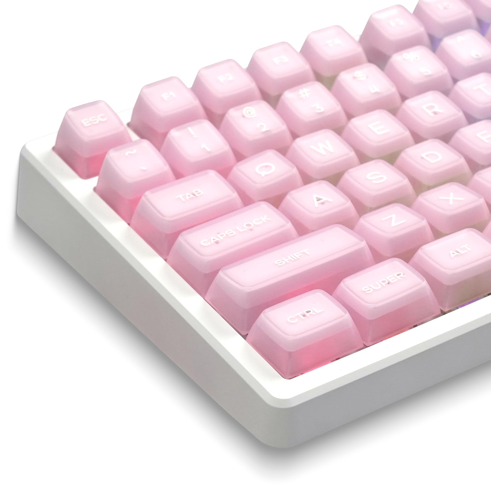 XVX 132 PCS Translucent Pink Keycaps Double Shot PBT MDA Profile MX Switches