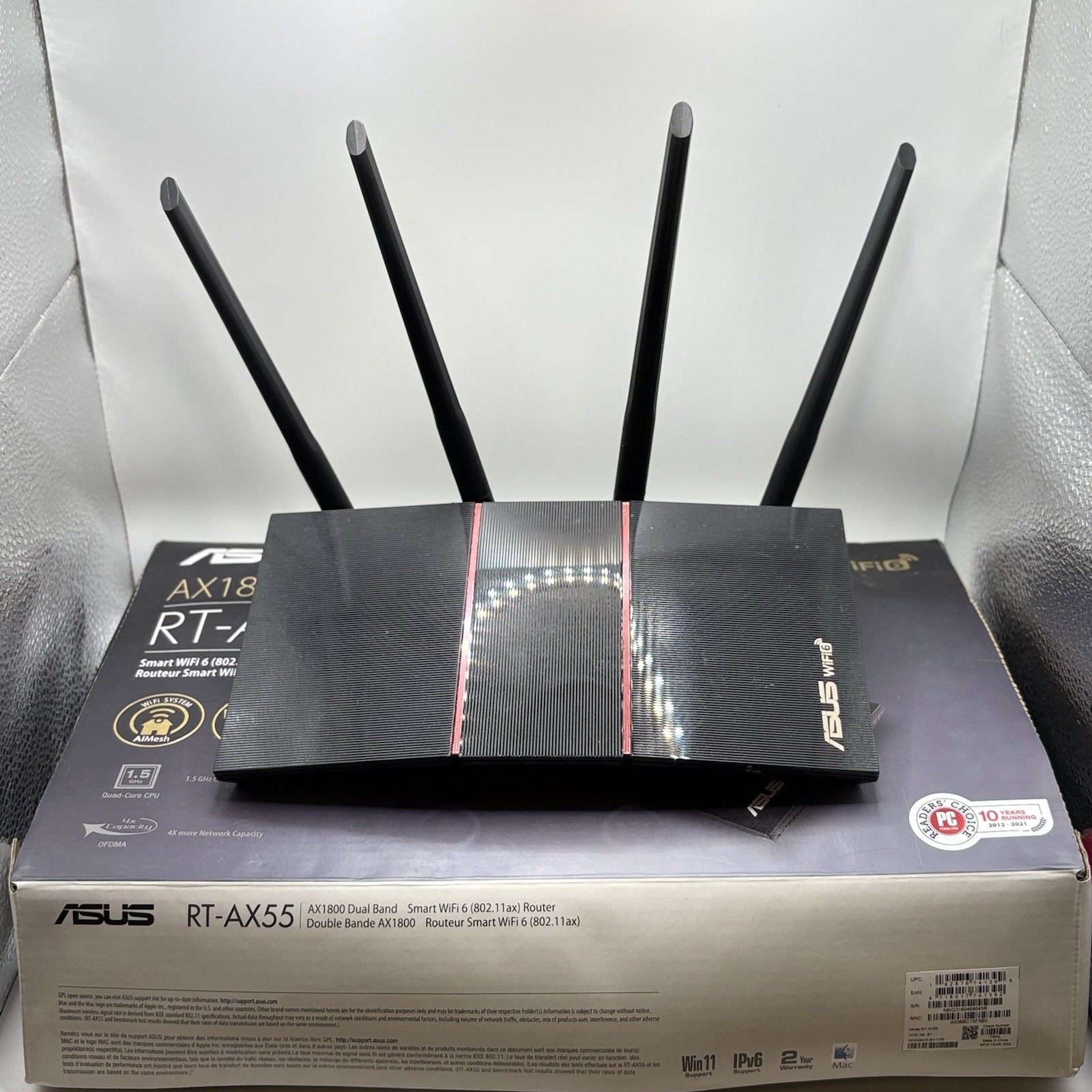ASUS AX1800 1800Mbps 4 Ports WiFi 6 Router - Black (RT-AX55)