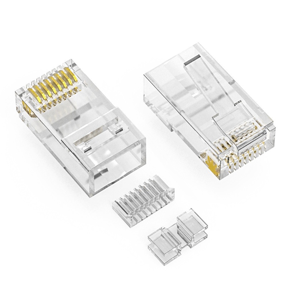 5 Pack of RJ45 CAT6A Plug Solid 3 Prong 50 Micron 3pc type 100pk
