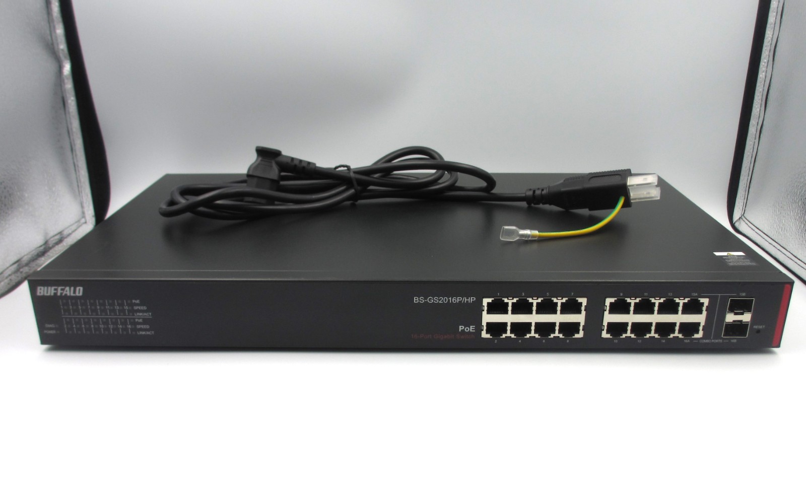 BUFFALO BS-GS2016P/HP 16 Port Gigabit PoE Switch High Power Business Use