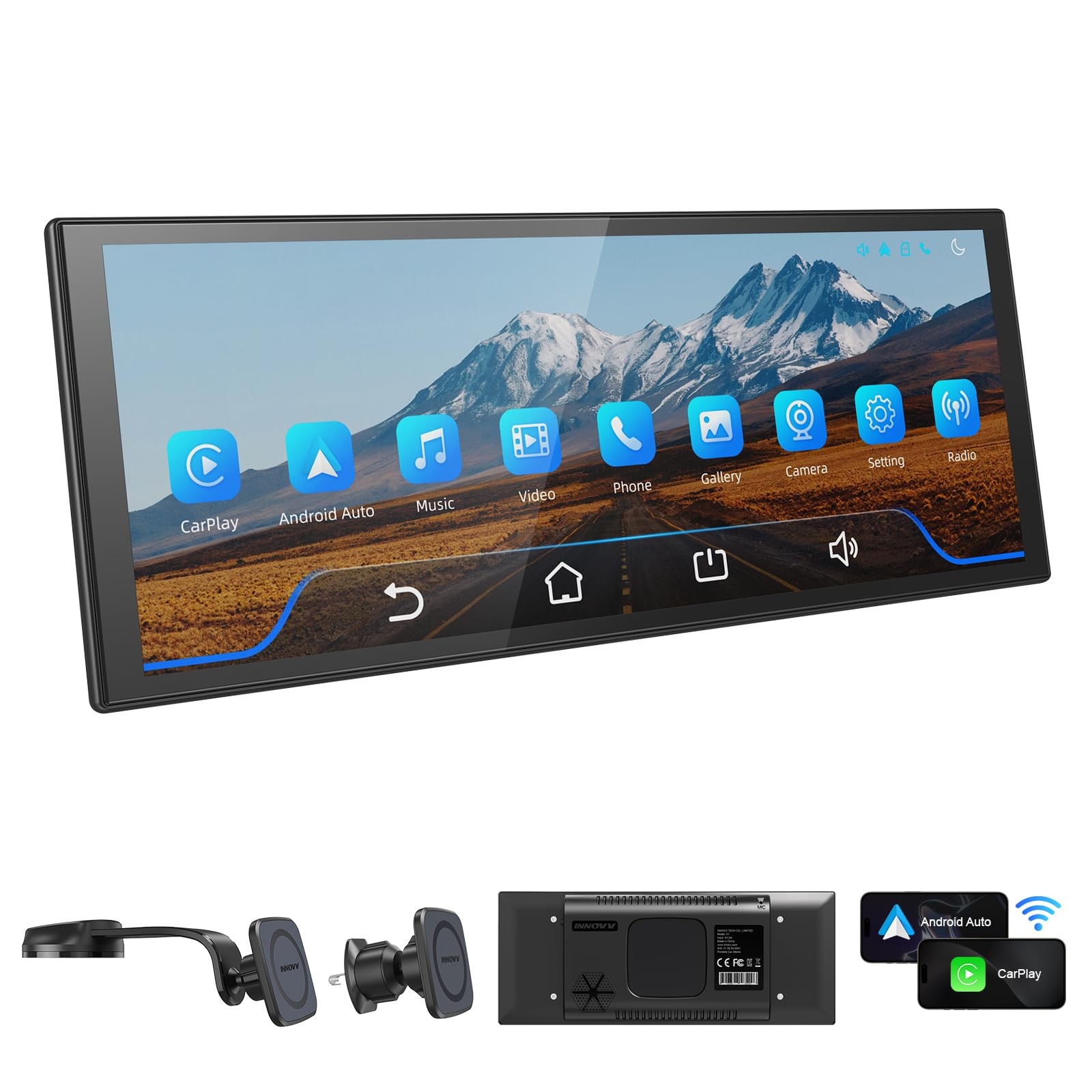 V1 CarPlay Screen for Car, 10.3" Wireless Apple CarPlay & Android Auto, Plug ...