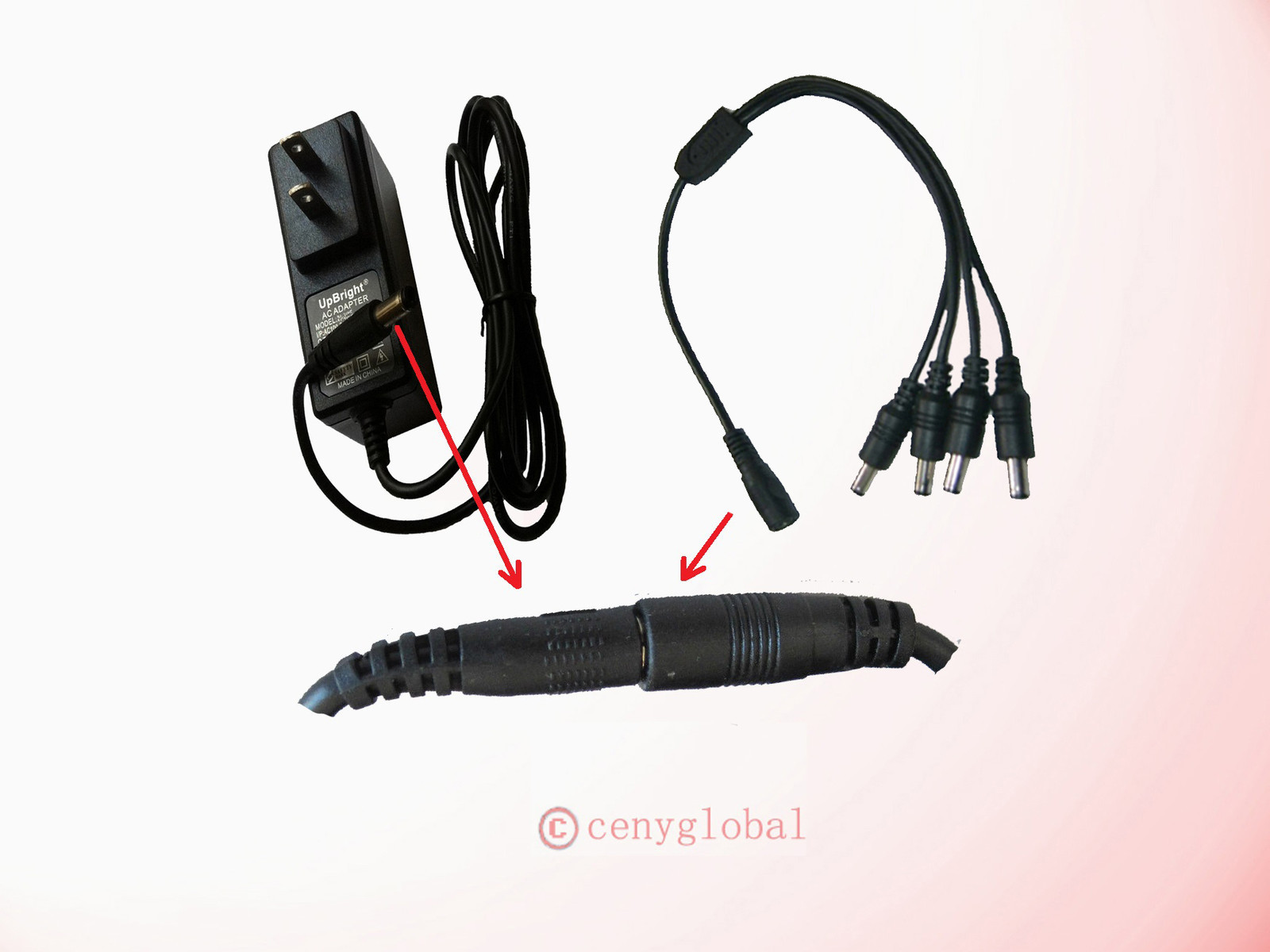 12V AC Power Adapter 4 Way Channel Splitter CCTV SECURITY Pigtail Surveillance