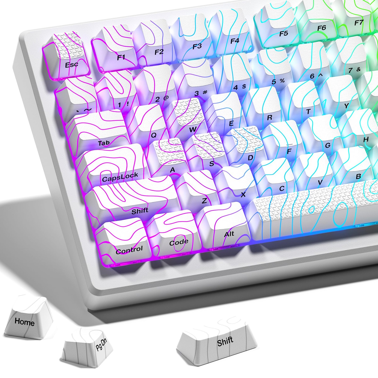 XVX Shine Through Keycaps with IMD Tech, Custom Keycaps 60 75 100 Percent, Wh...