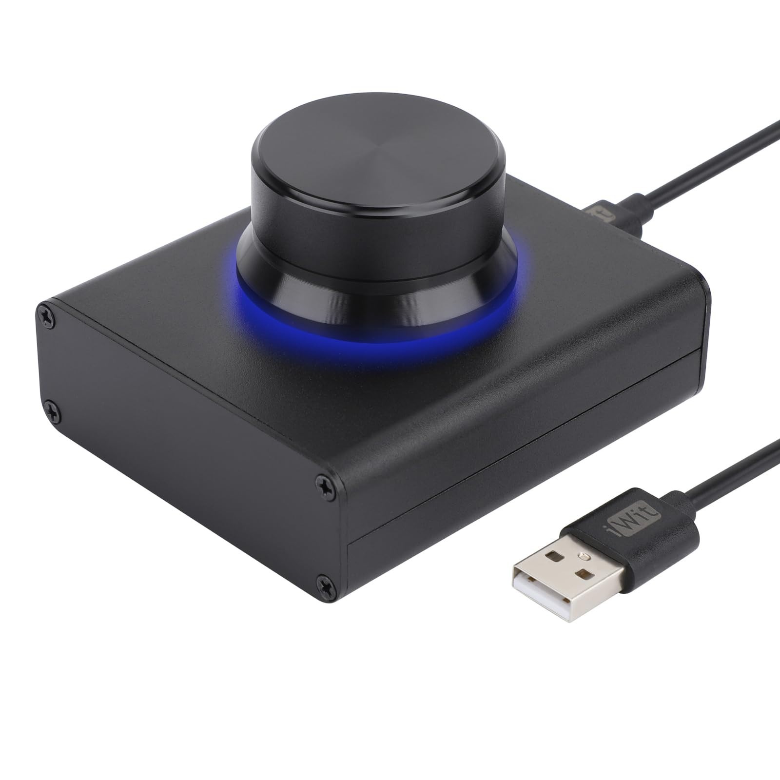 USB Volume Control Knob Aluminum PC Mac Windows Android 1-Key Mute Black
