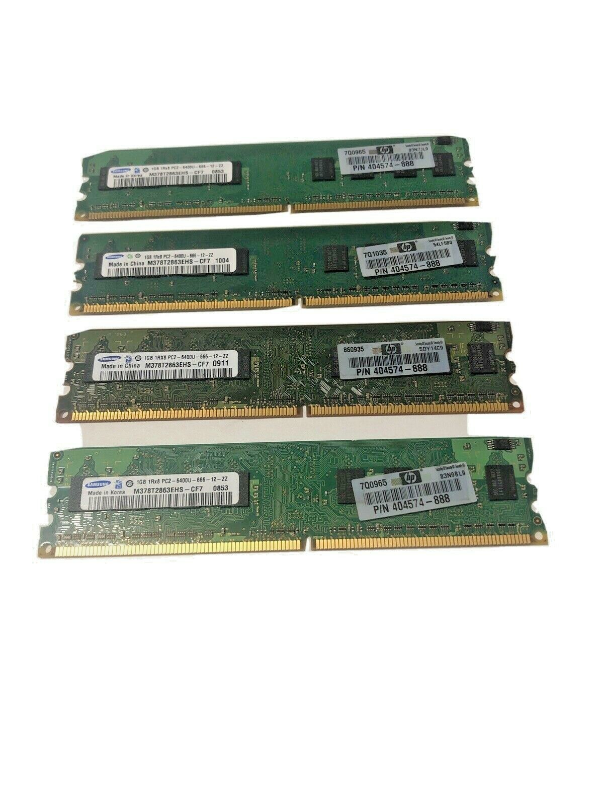  Samsung Memory Ram 4X 1GB 1Rx8 PC2-6400U-666-12-ZZ M378T2863EHS-CF7