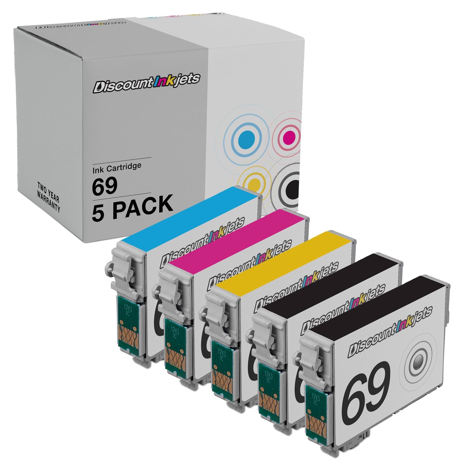 5PK Reman T069 BLACK COLOR Ink Cartridge for Epson T0691 Stylus CX9400Fax CX7400