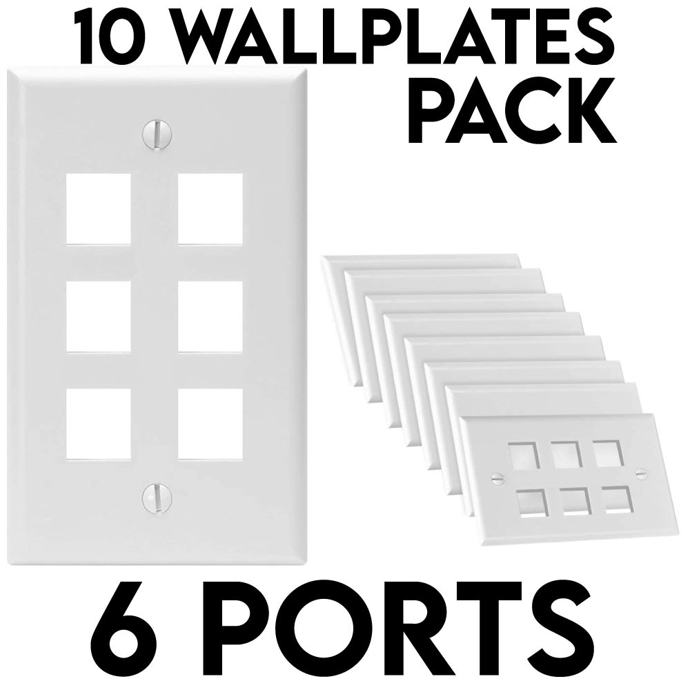 Keystone Wall Plate RJ45 Network Keystone Jack Face Plate White Wallplate 10 PCS