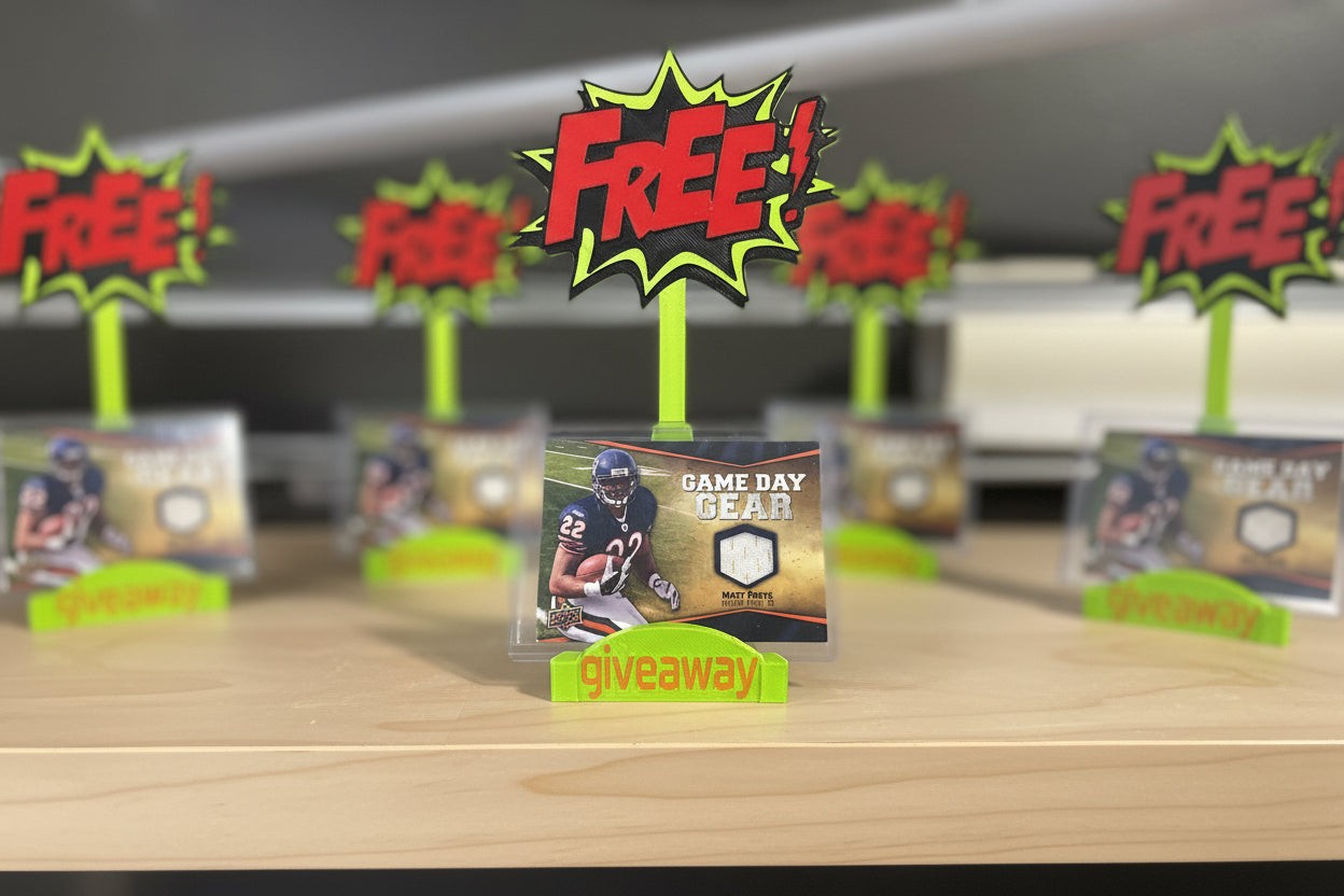 Trading Card Display Stand Neon Green 3D Printed Holder for Sports Cards
