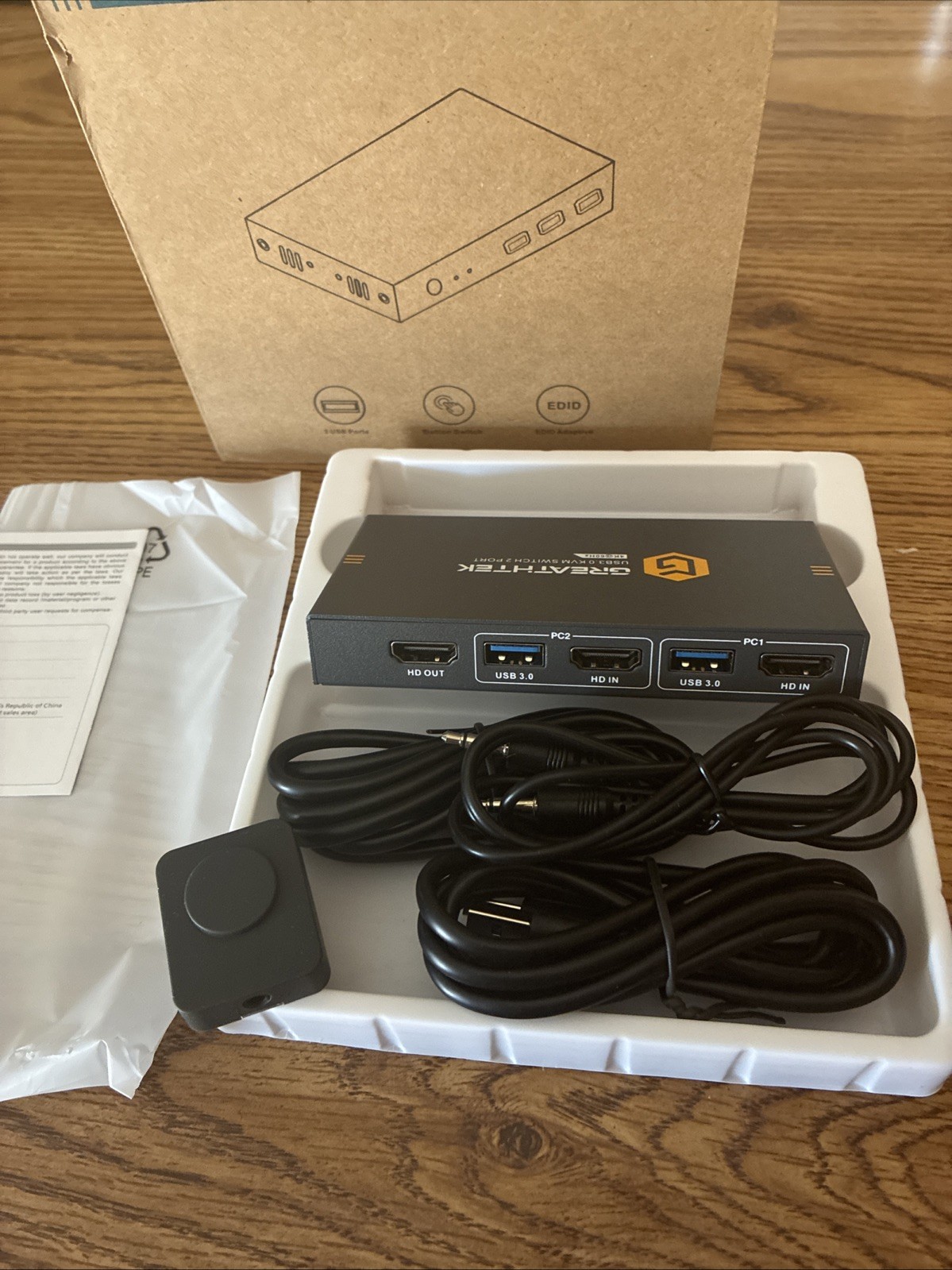 GREATHTEK USB 3.0 - HDMI 2 Port KVM Switch (GHT-S7232H) 4K@60Hz- 2 In 1 Out -NEW