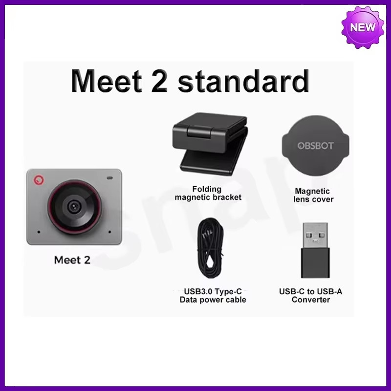 OBSBOT Meet 2-4K Webcam for PC with 1/2" Sensor AI Framing Autofocus Lightweight