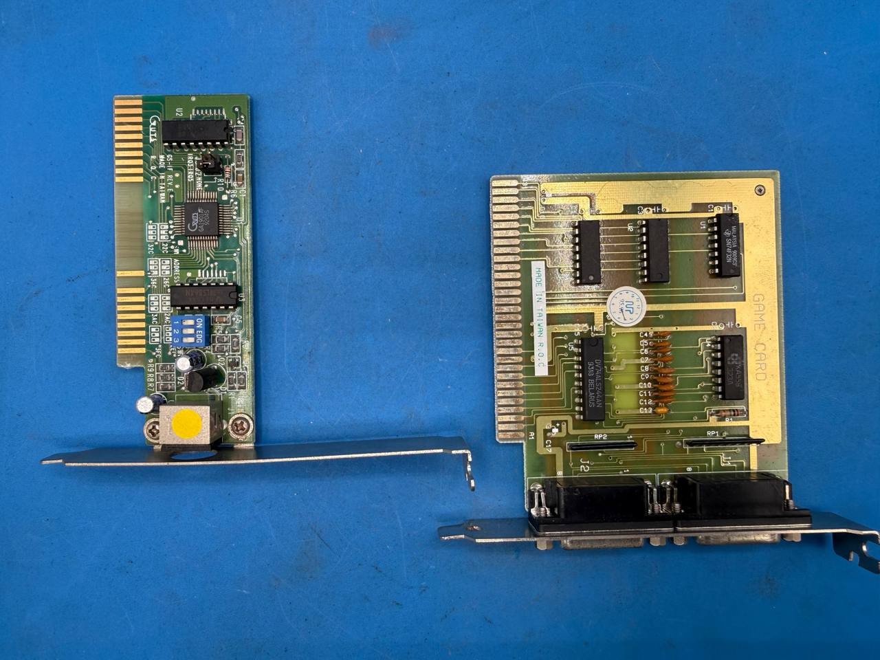 Lot of 2 Vintage ISA Expansion Cards Game Card & Unknown Adapter RE