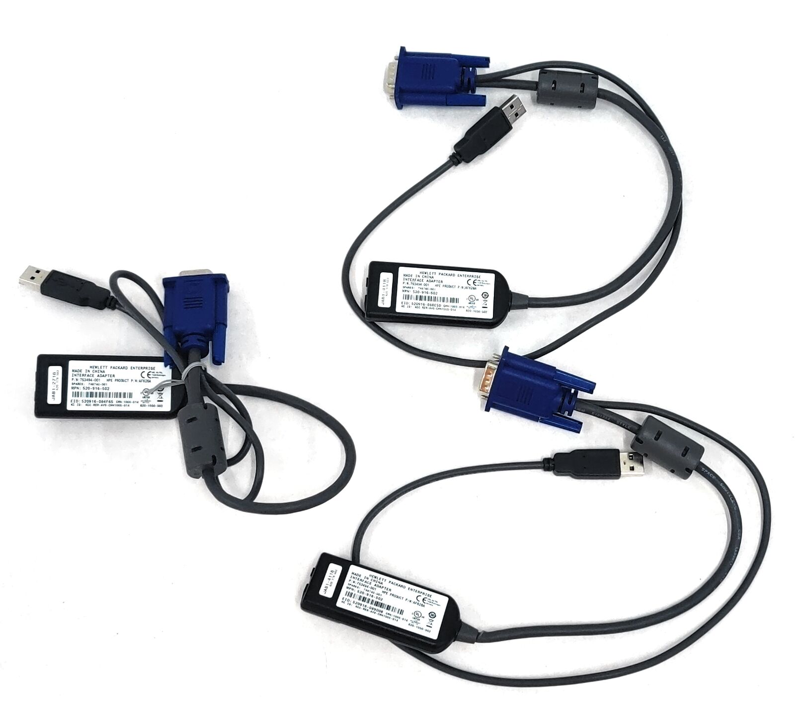 Lot of 3 HP AF628A 520-916-502 USB KVM Switch Virtual Media Module Cable POD