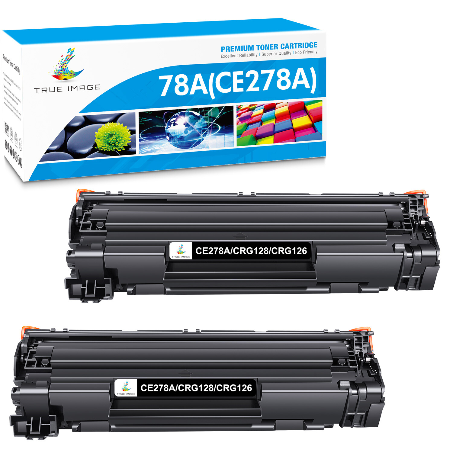 	2 x Black CE278A Toner Cartridge For HP 78A LaserJet Pro M1536DNF M1536N P1606