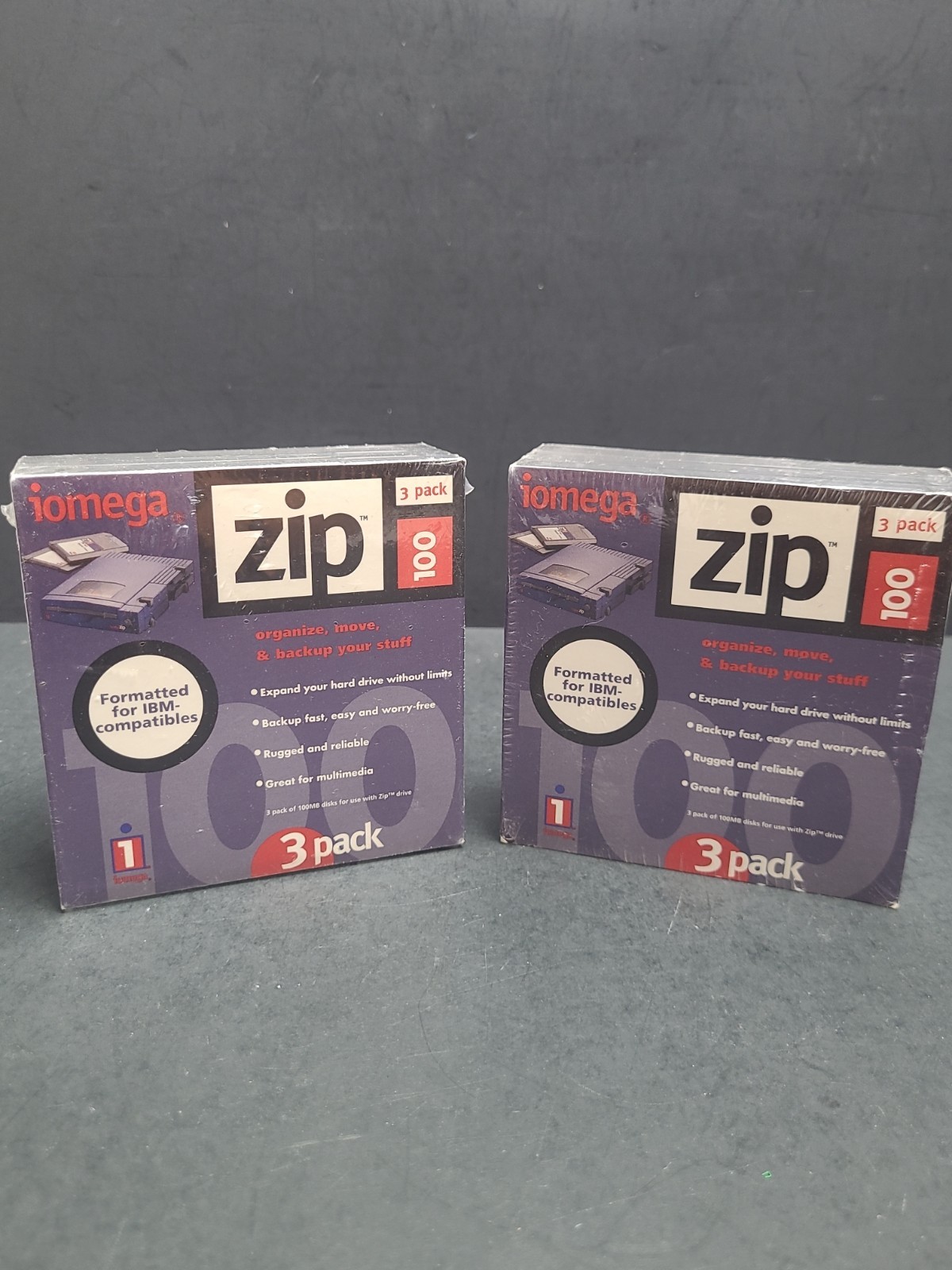 iomega Zip 100 Disk Formatted for IBM Compatibles with Case 100MB disks 3 Pack