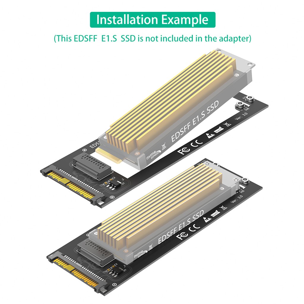 U.2 SFF-8639 to NVMe Ruler 1U GEN-Z EDSFF Short SSD E1.S Carrier Adapter NVMe
