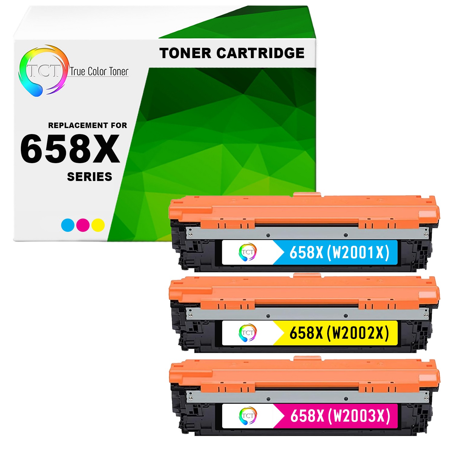 3Pk TCT Premium 658X CYM HY for Compatible HP LaserJet M751s Toner Cartridge