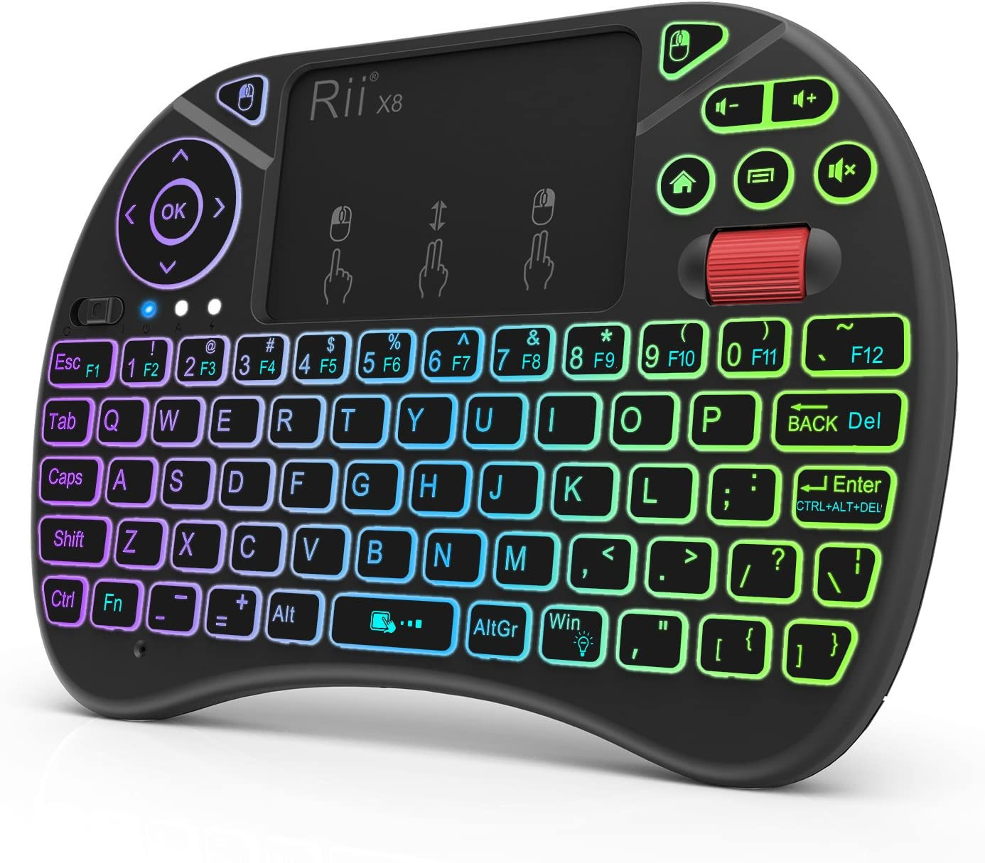 Rii X8 Mini Wireless Keyboard 2.4GHz, Touchpad Mouse, RGB Backlit, Rechargeable