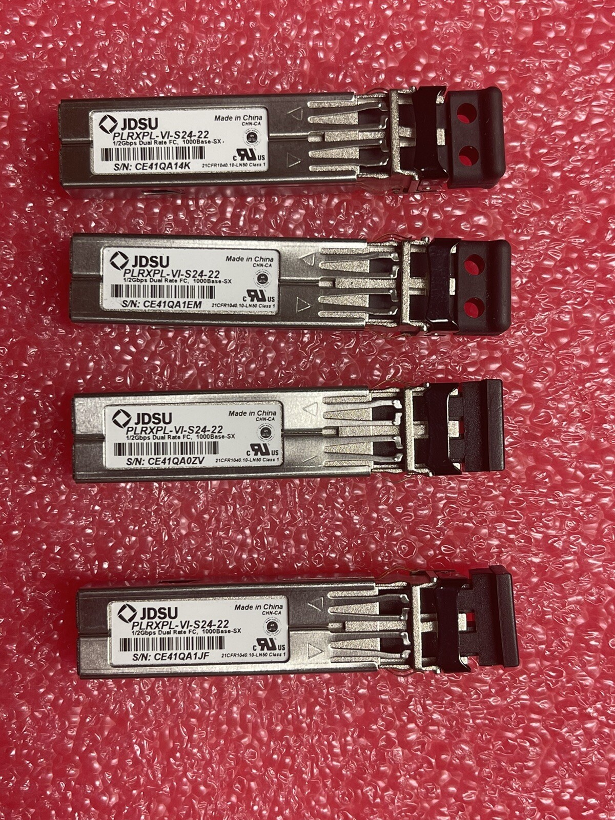 Lot 4 JDSU PLRXPL-VI-S24-22 1/2Gbps Dual Rate FC, 1000Base-SX Transceiver Used