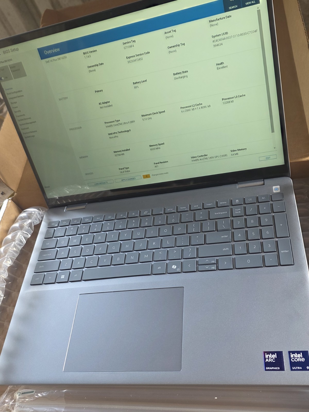 Dell 16 Plus DB16250 16 Silver FHD 3.3 GHz Ultra 9 288V 32GB 1TB SSD B
