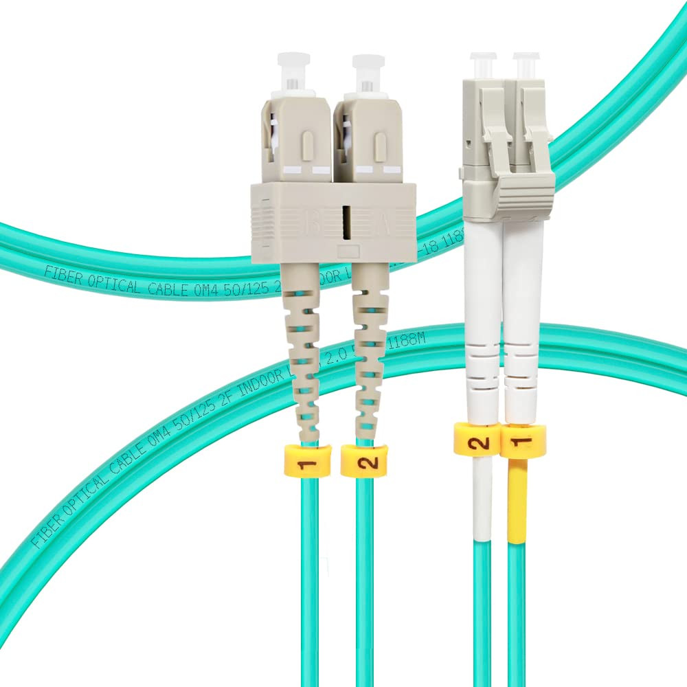 OM4 SC to LC Multimode Fiber Patch Cable 2M/7Ft