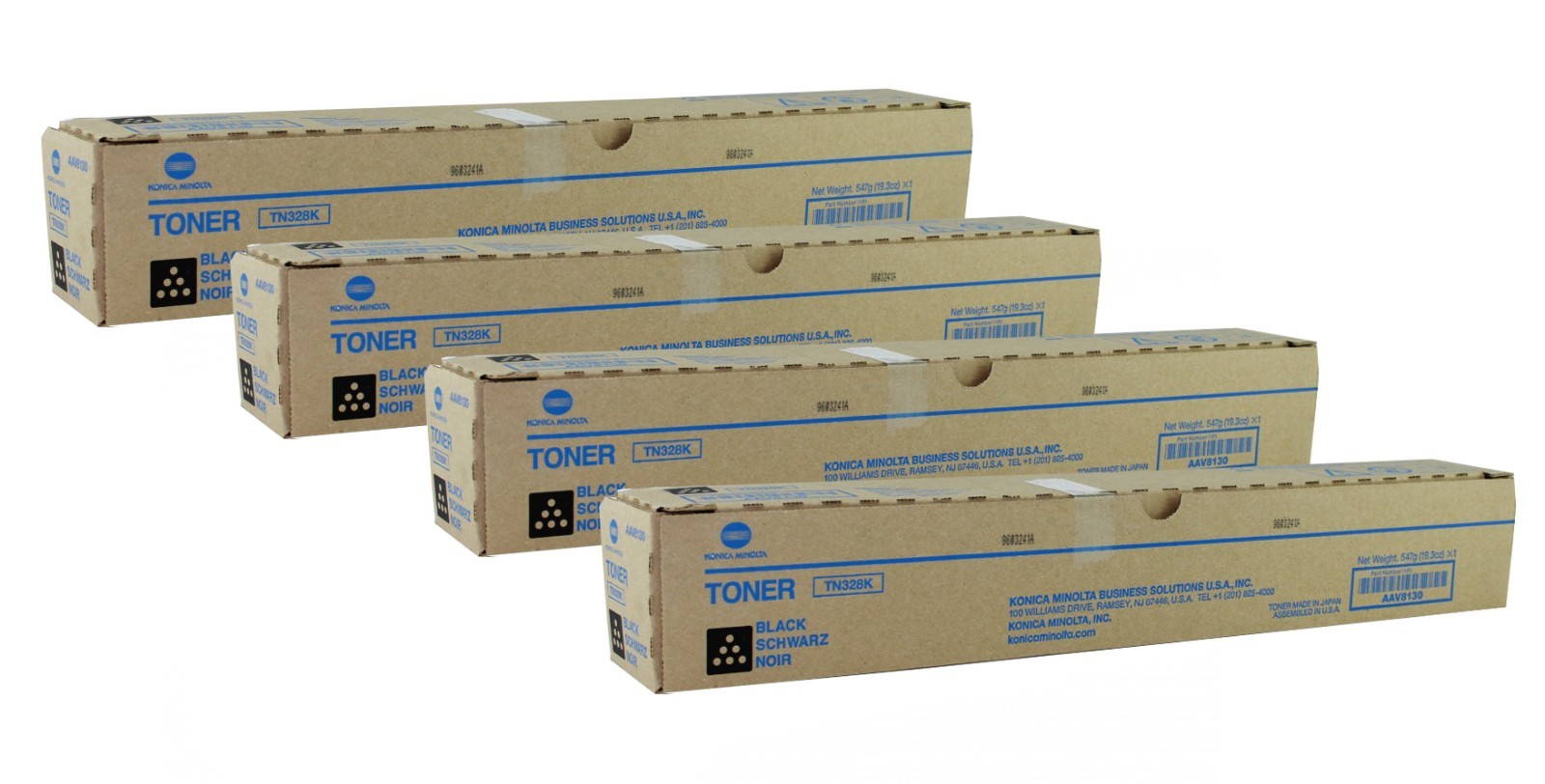 Genuine Konica Minolta LOT OF 4 TN328K (AAV8130) Black Toner Cartridge Biz C361i