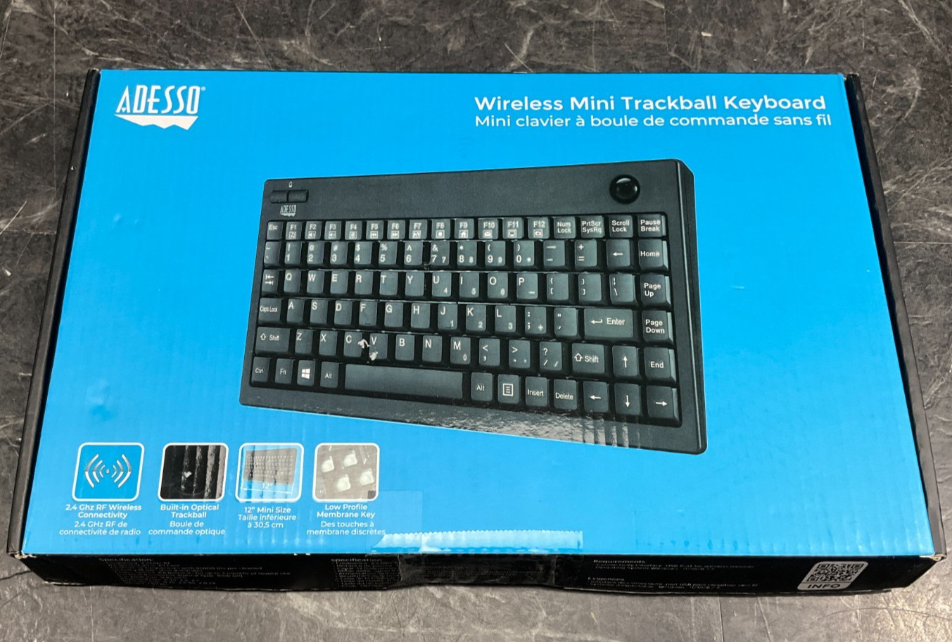 Adesso Wireless Mini Trackball Keyboard WKB-3100UB ✅❤️️✅❤️️ BRAND NEW SEALED