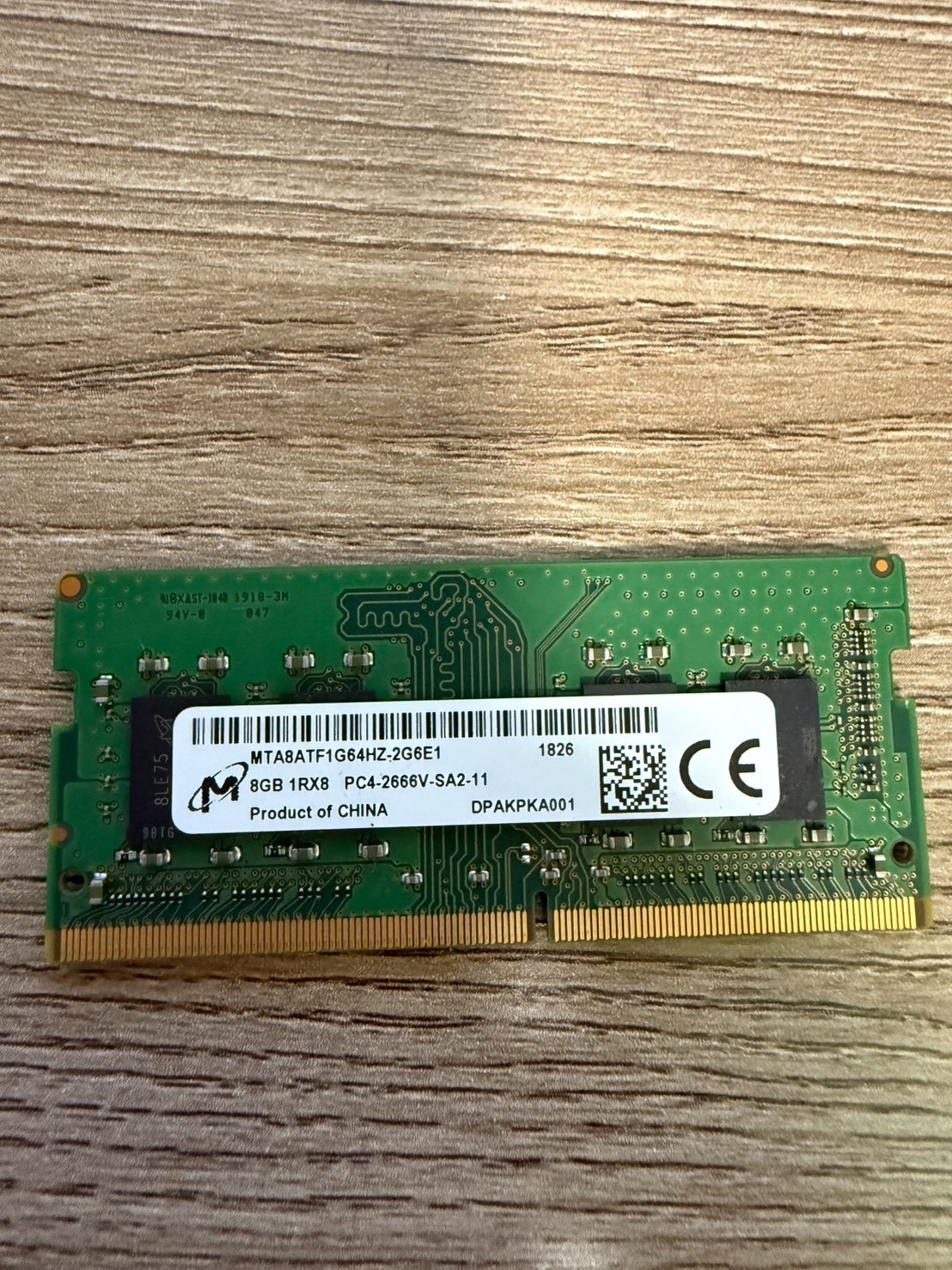 8GB Micron 1Rx8 DDR4 RAM – MTA8ATF1G64HZ-2G6E1 - PC4-2666V-SA2-11 SO-DIMM