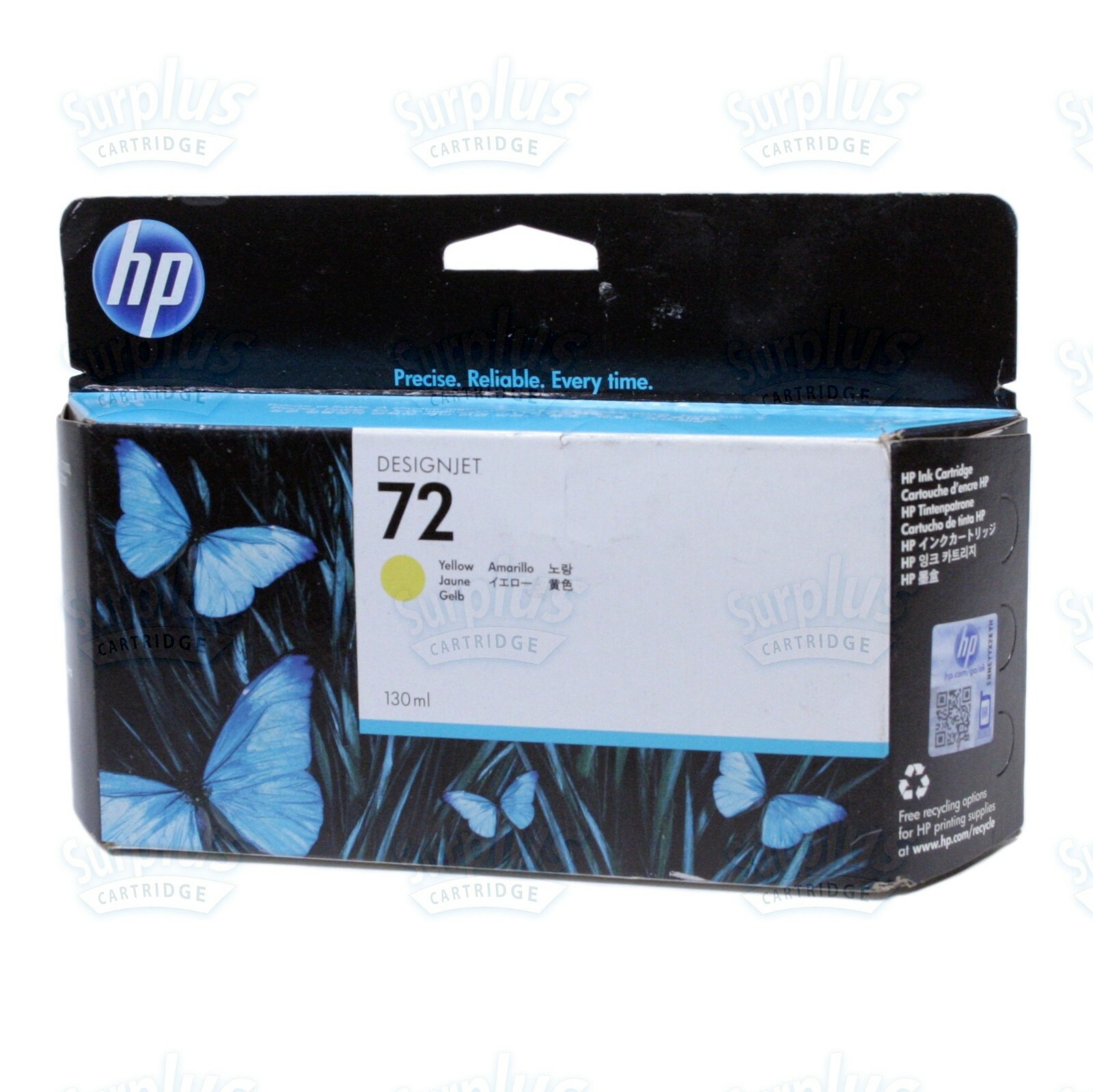 Genuine HP 72 Yellow Ink C9373A T790  T610 T2300 T1120 T1200 T1300  (130ML)