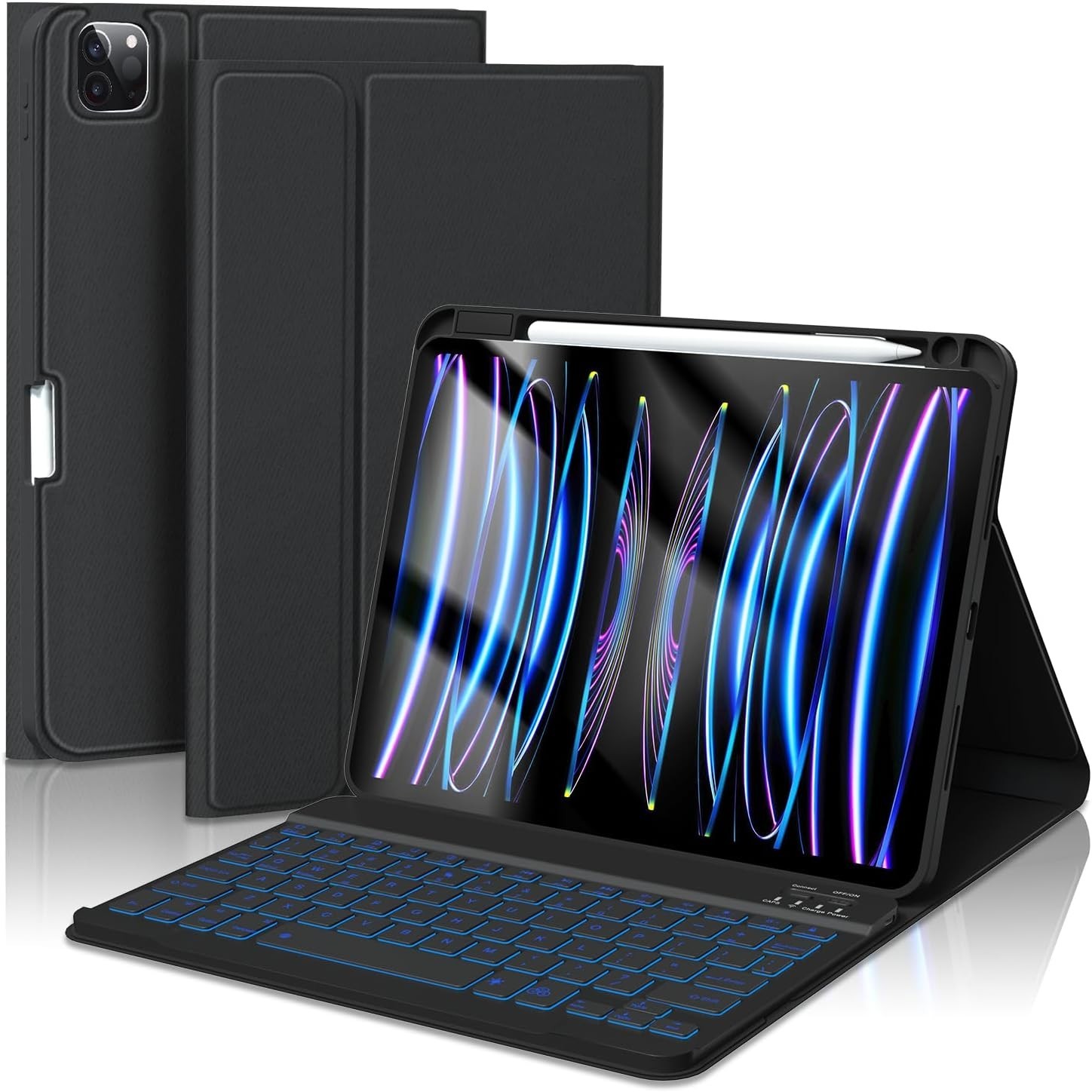BOBOLEE iPad 10.9/11" Wireless Keyboard Case Pencil Holder Backlit Pro Air Folio
