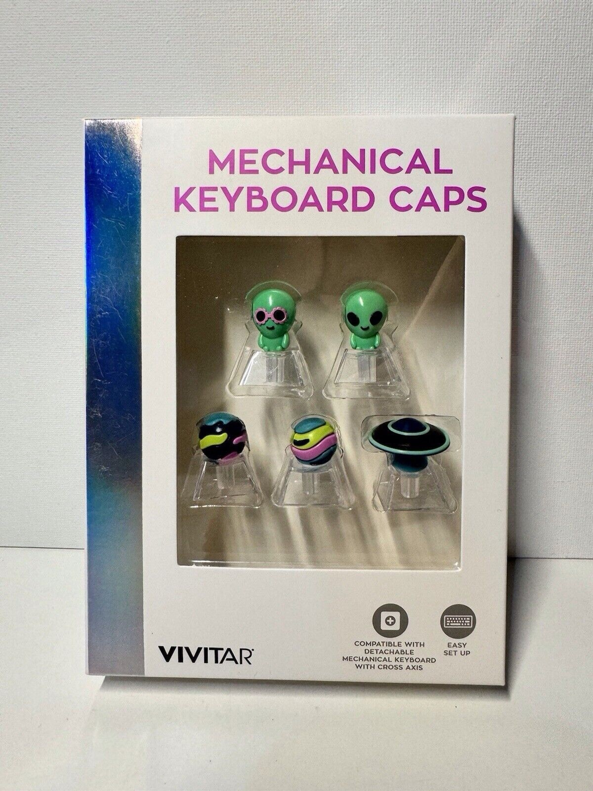 Set 6‼ Vivitar Mechanical Keyboard Cap Alien UFO Space Novelty Keycap Gamer Gift