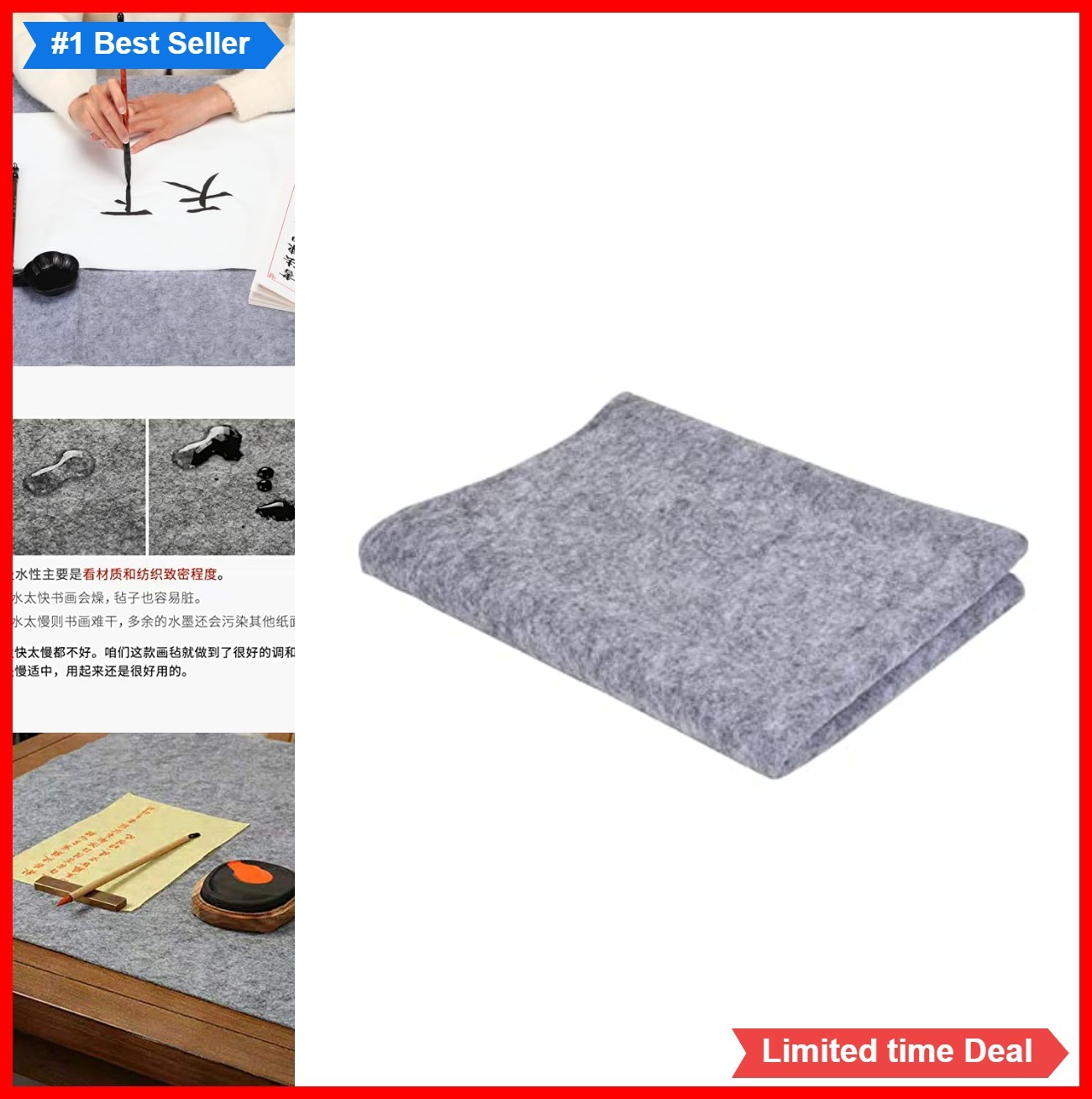 Calligraphy Felt Mat 19.6 x 27.5 Inch Wool Fiber Ink Absorbent Desk Pad Sumi