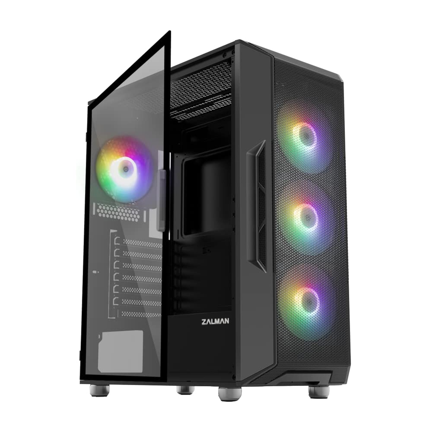 Zalman i3 NEO ATX Mid Tower Gaming PC Case - 4 x 120mm Fixed RGB Fans Preinst...