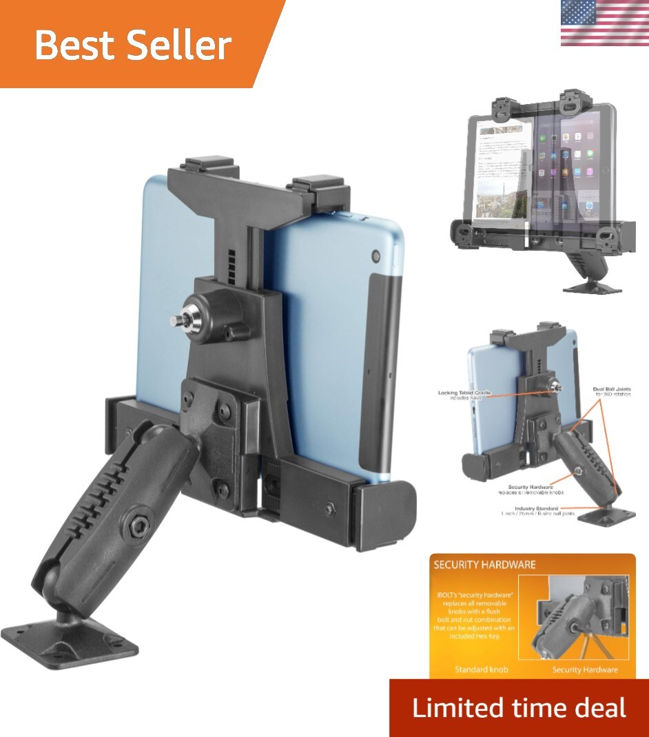 Heavy-Duty Locking Tablet Mount for 7"-10" Devices - Versatile Wall & Vehicle...