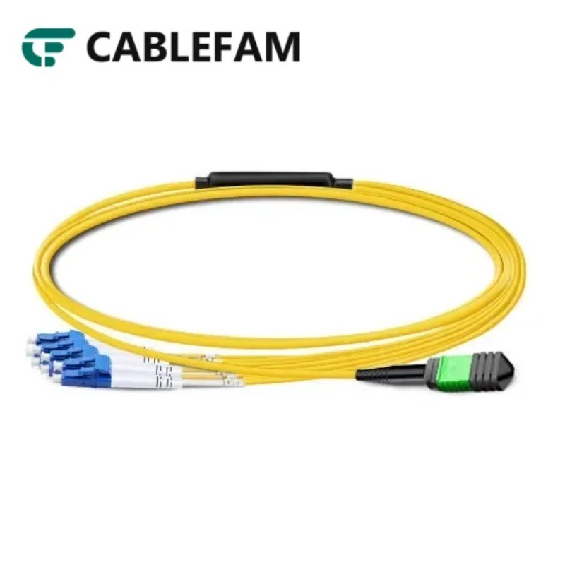 1M MPO APC to 4LC Duplex OS2 8F Type‑B Patch Cable LSZH