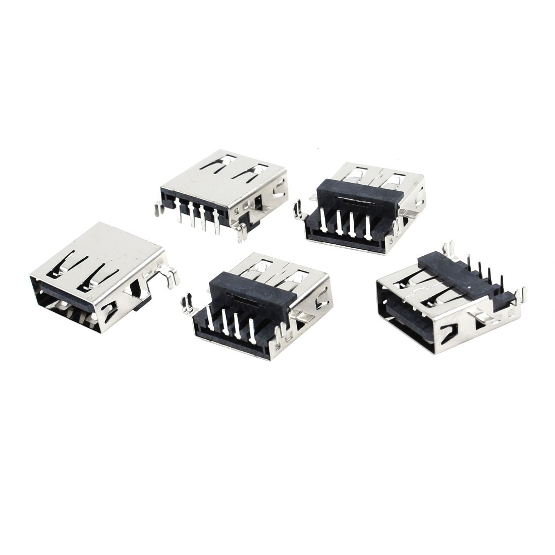 5pcs Shielded 90 Degree 4-Pin DIP Female USB A Jack Socket Port