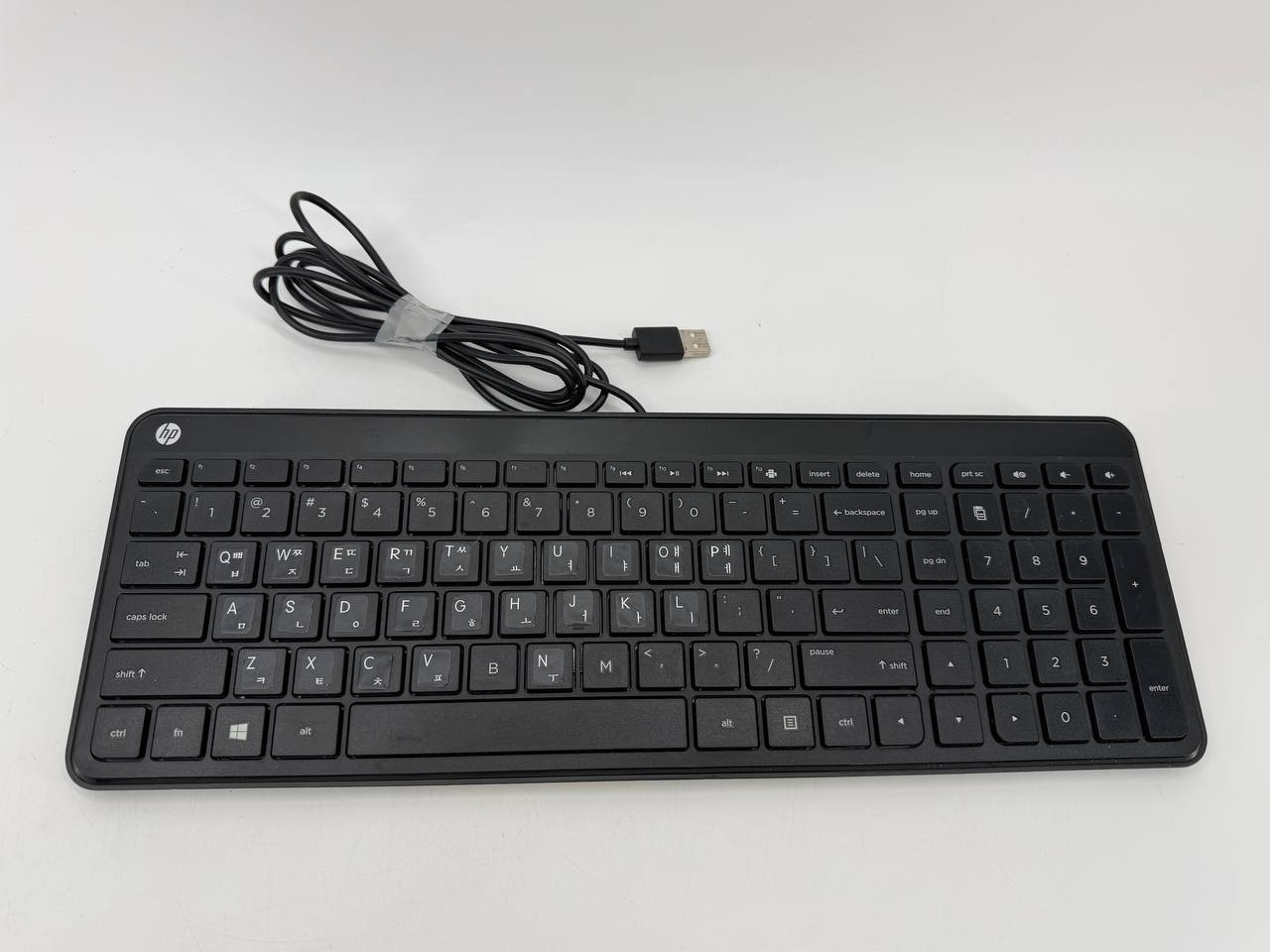 HP KBAH21 Wired USB Keyboard Korean English Layout Black Tested 1.00 lb