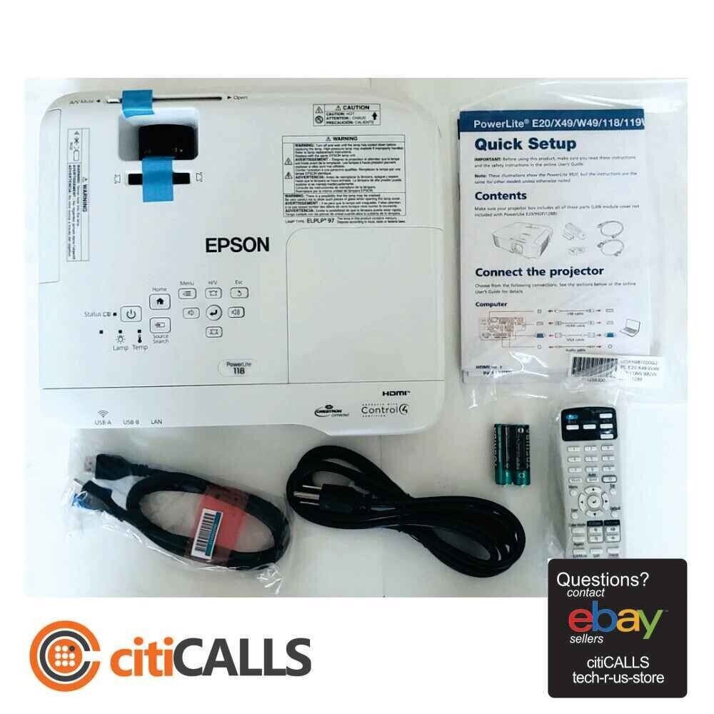 Epson V11HA03020 PowerLite 118 HA03A Ceiling Projector 4:3 1024x768 HDI- USB
