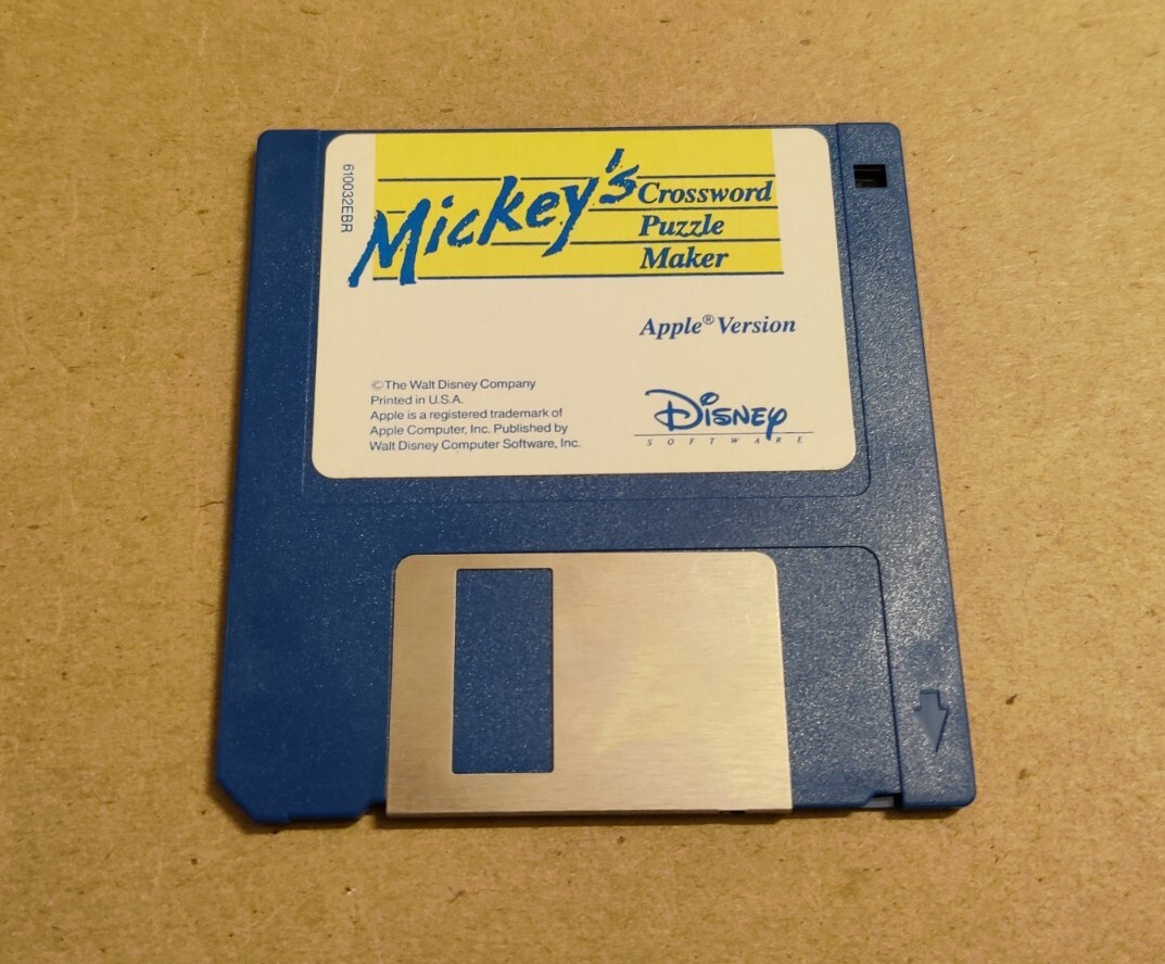 Apple IIgs Mickey's Crossword Puzzle Maker 1991 by Disney - 3.5 Disk ORIGINAL 