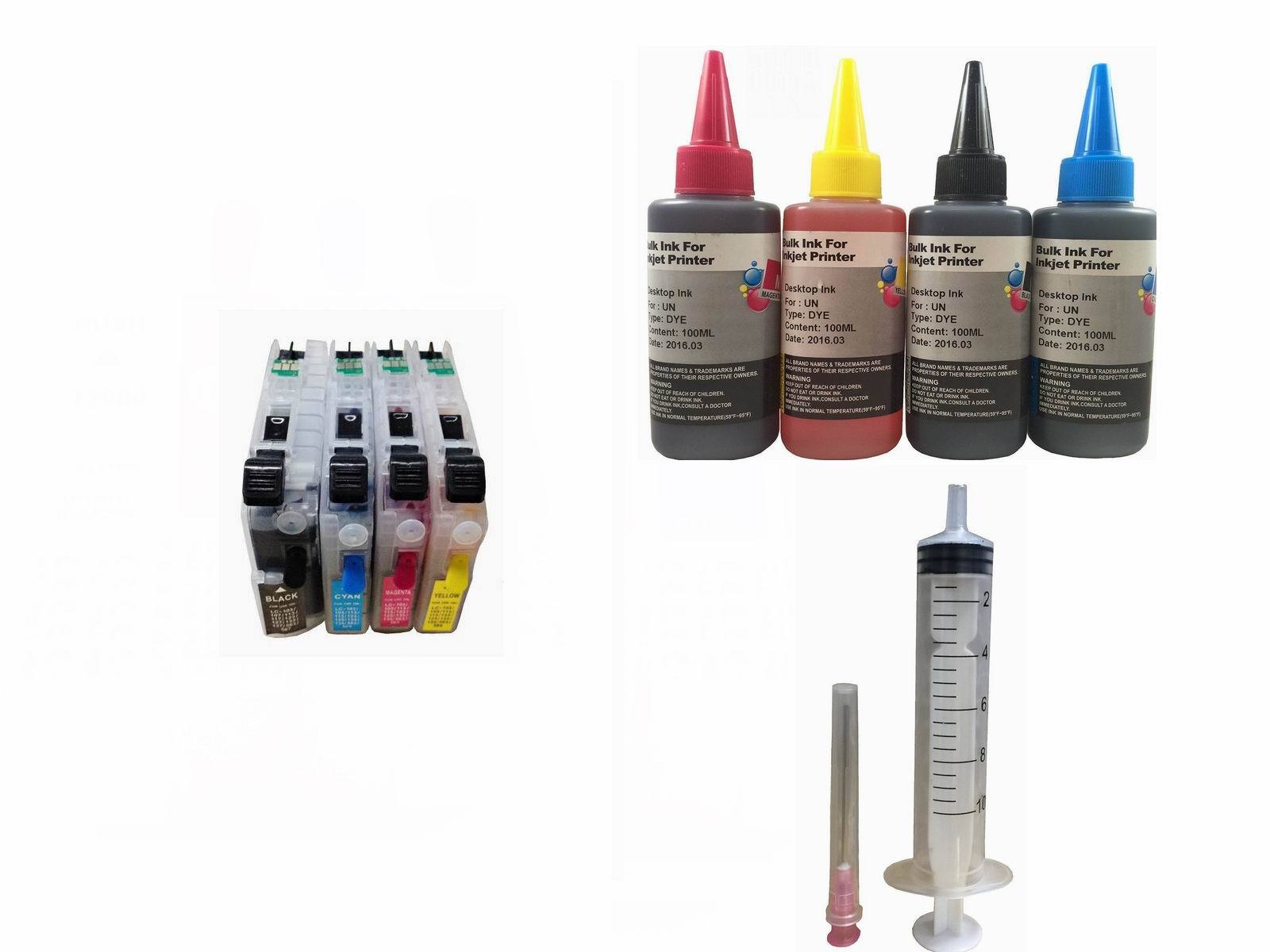 Refillable Ink Cartridges Kit for Brother LC71 LC40 LC73 LC75 LC77 MFC-J430W