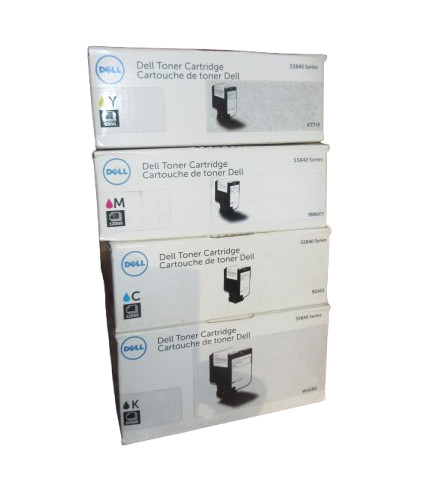 LOT OF 4 GENUINE DELL 9DJ63/9MKKY/KT71F/{W3GR6 OPEN BOX} (S5840) TONER CARTRIDGE