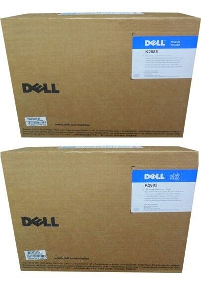 2 New Sealed Genuine Dell K2885 Black High Yield Toner Cartridges M5200 W5300