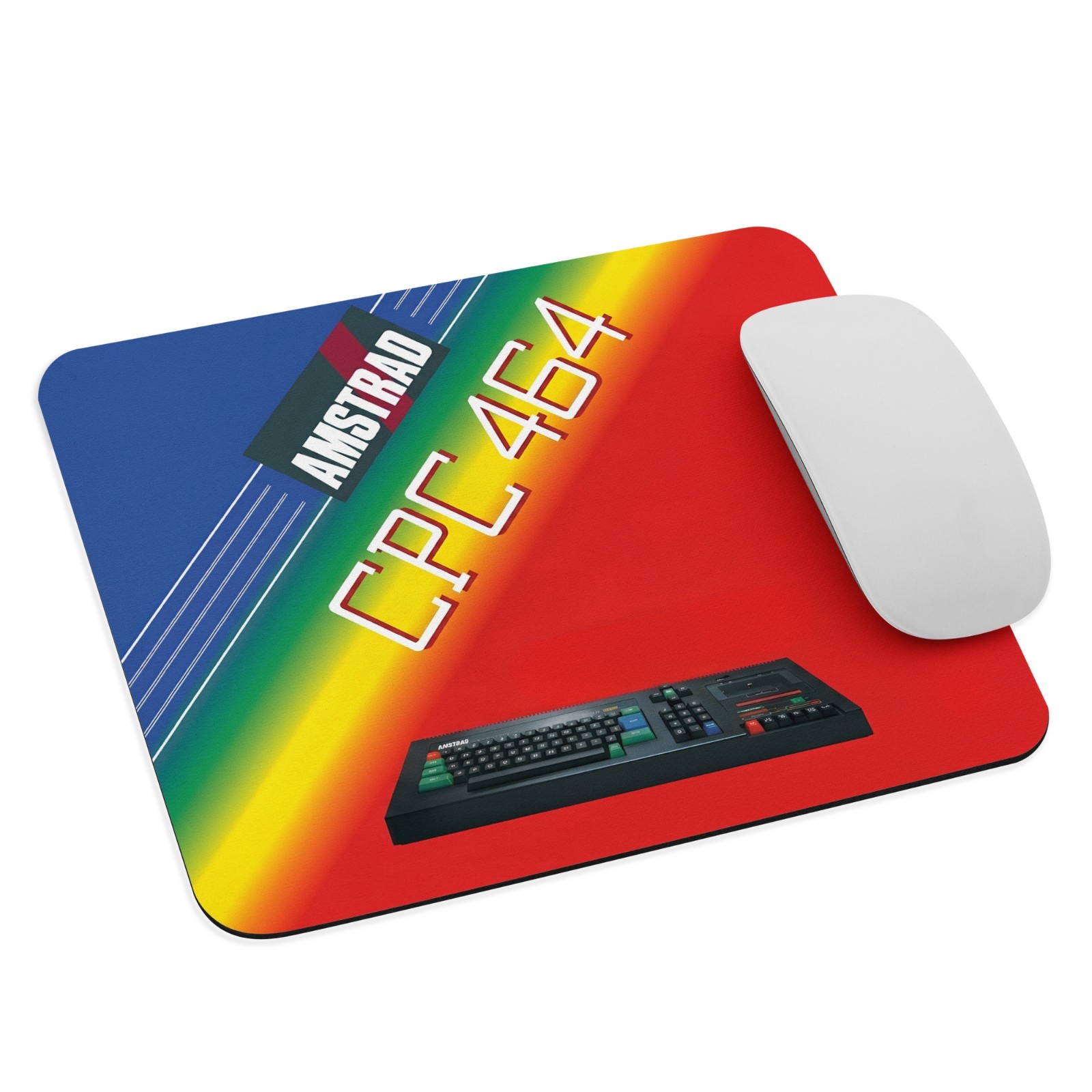 Amstrad CPC 464 Retro Gaming Mouse Pad – Vibrant Rainbow Stripe Design