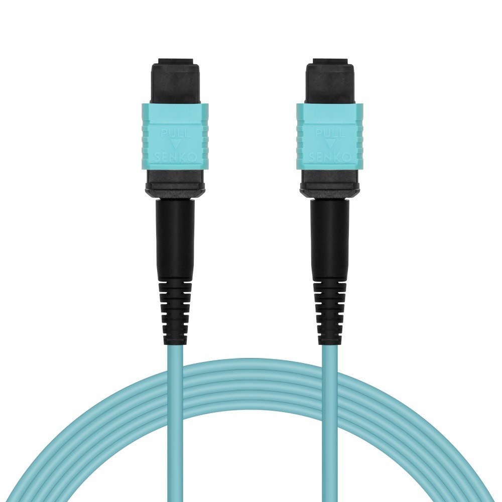 5m MPO OM3 Multimode 12-Fiber F to F Type B Aqua OFNR