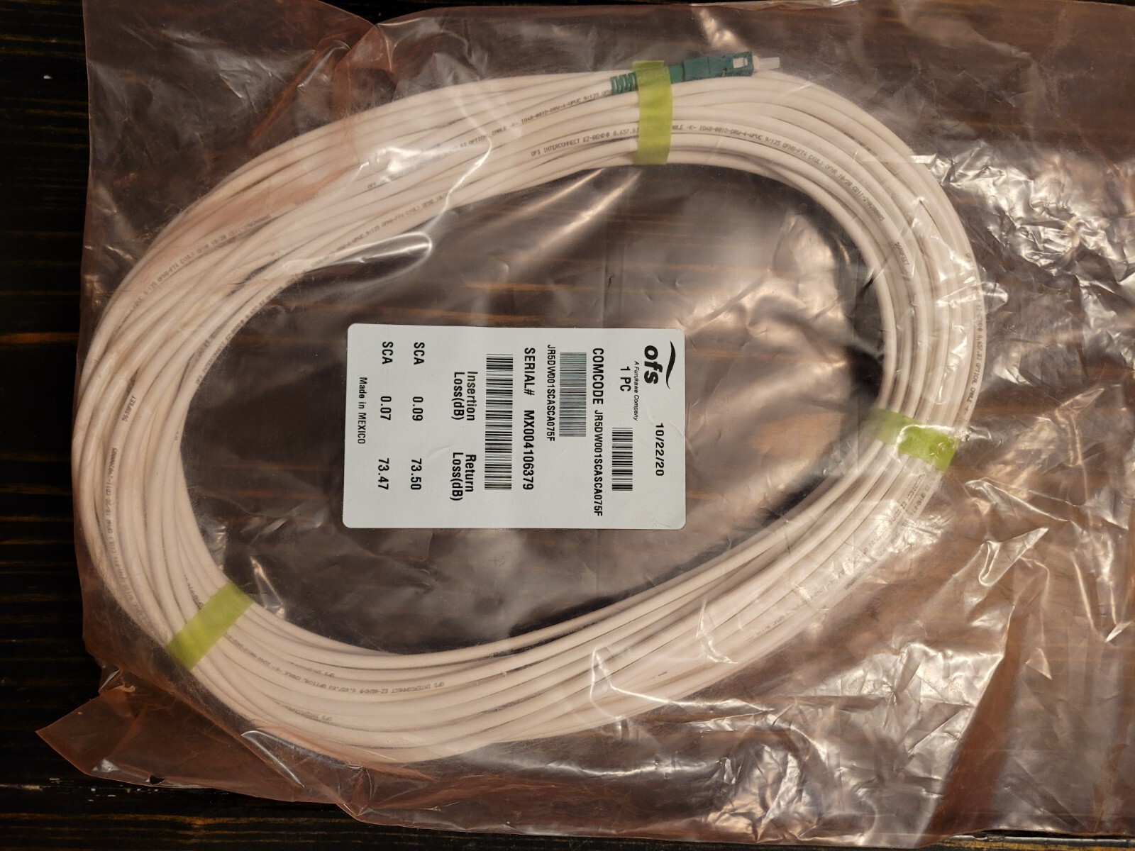 OFS Interconnect EZ-Bend JR5DW001SCASCA075F Optical Cable SCA to SCA White