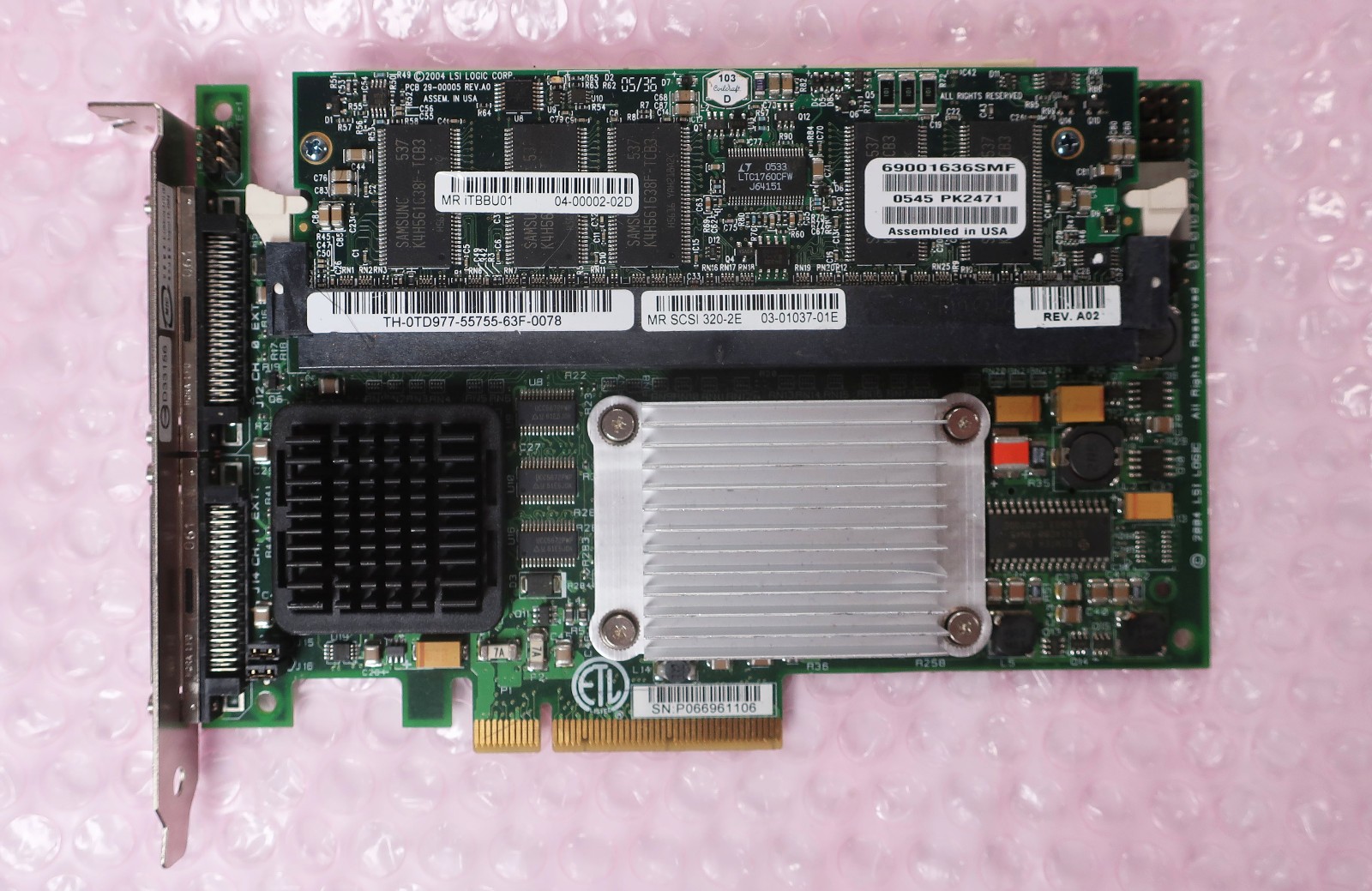 LSI Logic 01037-07 01-01037-07 PCIe Ultra 320 SCSI Raid Controller Card w/RAM