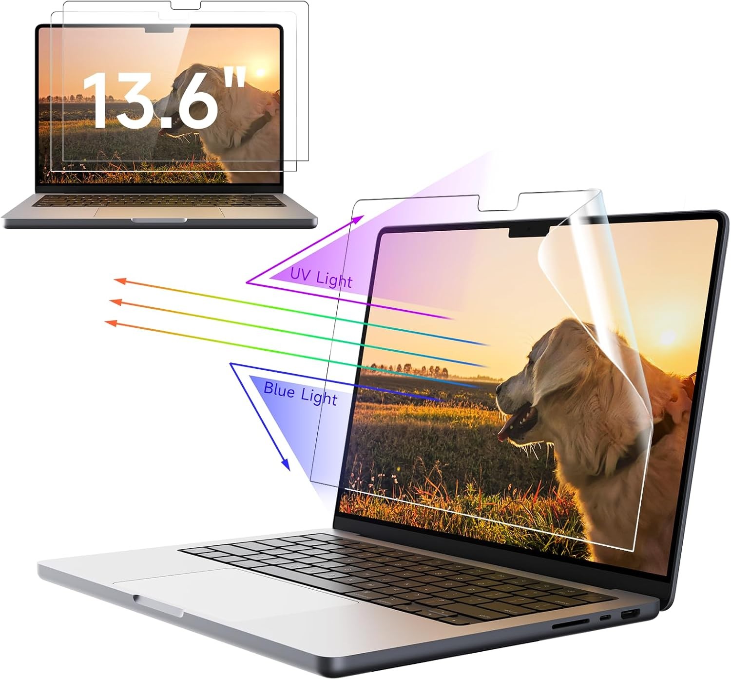 2 Pack Blue Light Matte Screen Protector for MacBook Air 13/13.6-inch, Anti Glar