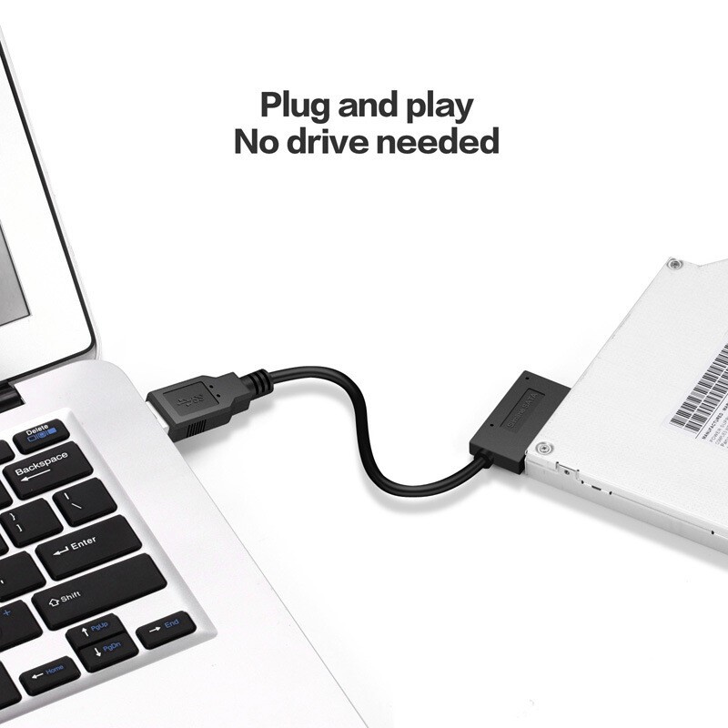 USB3.0 to SATA7+6Pin 13 Pin Slimline Sata Cable for Laptop CD DVD ROM Drive cc