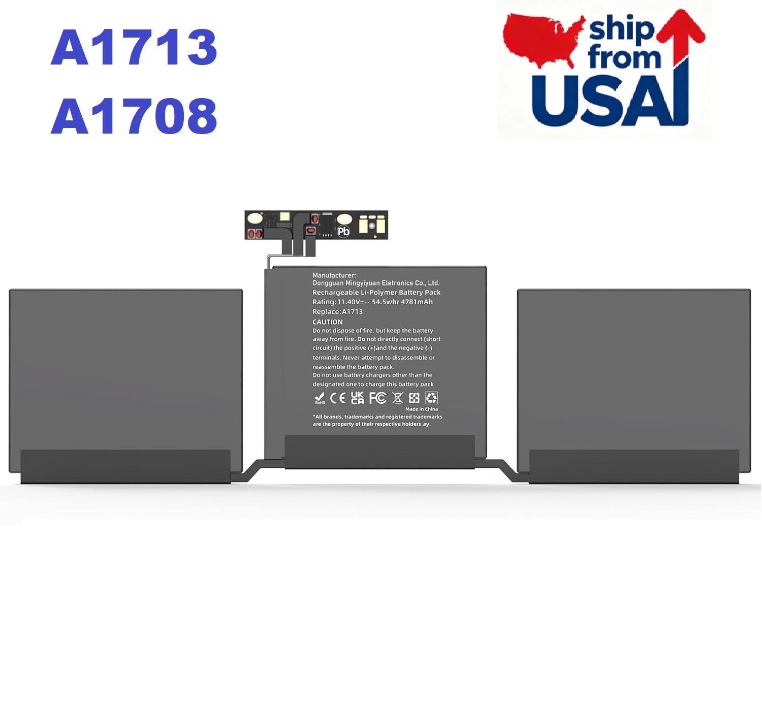 A1713 Battery for Apple MacBook Pro 13" A1708 Late 2016 Mid 2017 Year Compatible